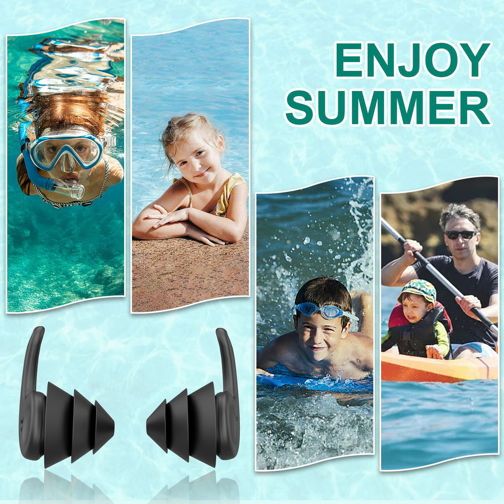 Tappi per le Orecchie da Nuoto per Adulti, 4 Paia Tappi Auricolari Impermeabili Riutilizzabili in Silicone con Cavo Rimovibile, Perfetti per Nuoto, Doccia, Surf e Altri Sport Acquatici