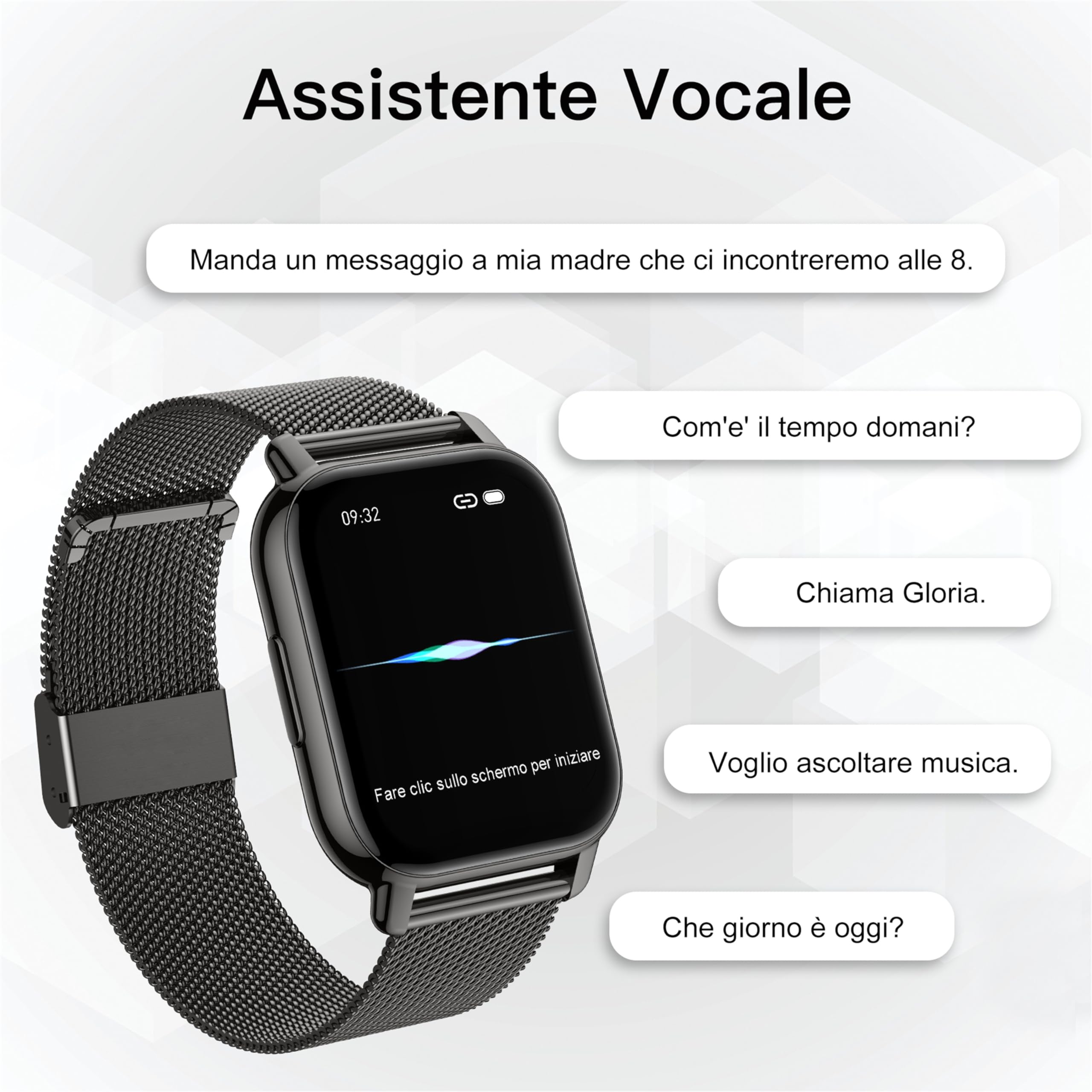 Popglory Smartwatch Uomo Donna Chiamate e Whatsapp, AI Orologio Contapassi 100+ Sports, Assistente, Salute 24/7, Pressione Sanguigna, Cardiofrequenzimetro, SpO2 Sonno, 2 Cinturini per Android iOS