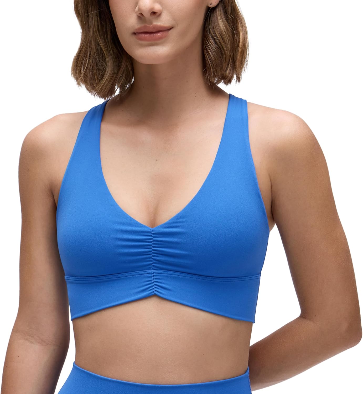 CRZ YOGA Butterluxe Donna Increspato Sport Reggiseni Collo a V Incrocio Schiena Yoga Canotta Tops