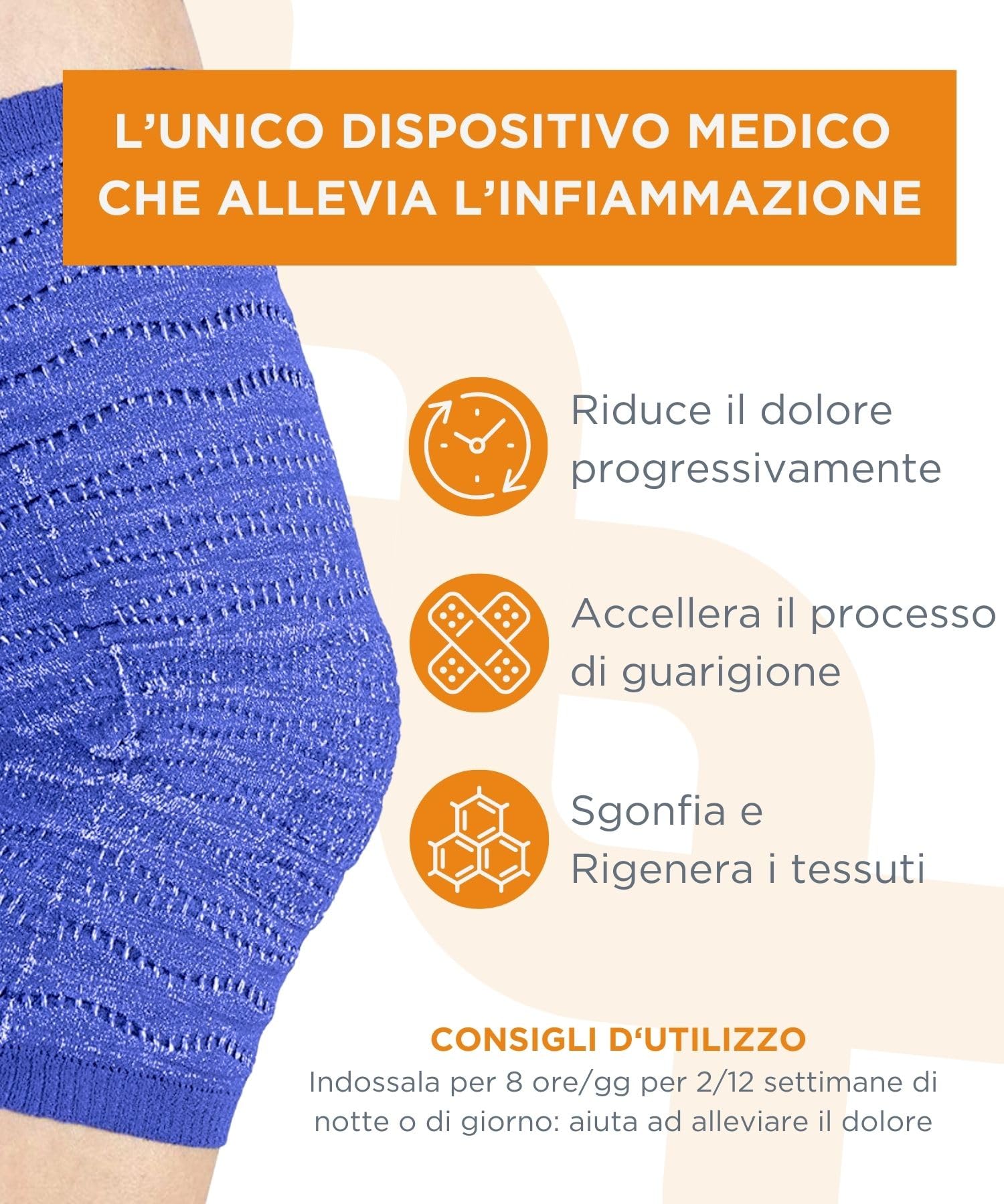 Spikenergy Ginocchiera Ortopedica Elettro Magnetoterapia - Unisex, Per Artrosi ed Artrite, Traumi Distorsivi, Tendinite, Fascia Ginocchio Elastica, Dispositivo Medico Detraibile - Made in Italy