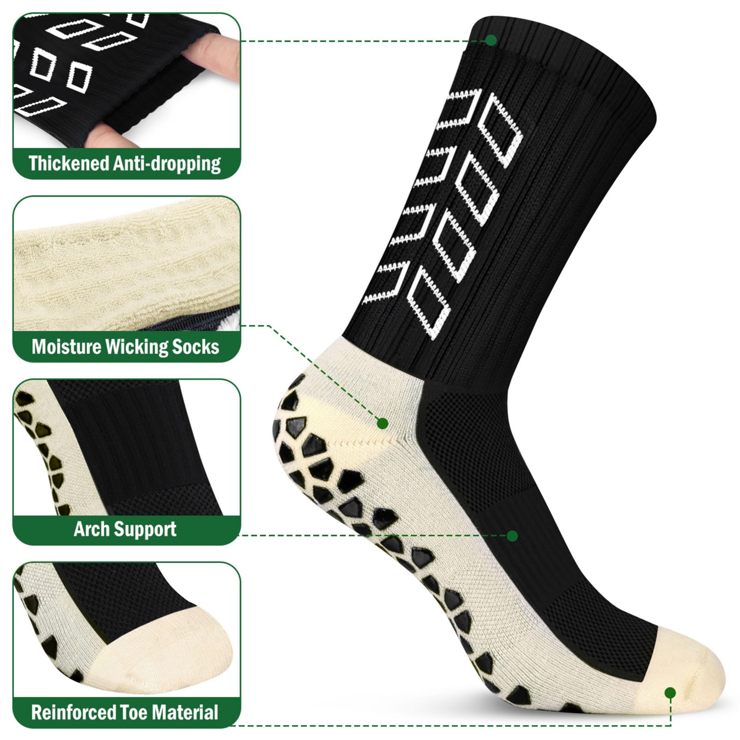 Calze Calcio Antiscivolo Uomo 37-45 Calze Antiscivolo Calcio Anti Vesciche Addensare Cotone Calzini Sportivi Donna Traspirante Calzini Grip Calcio per Ciclismo Trekking