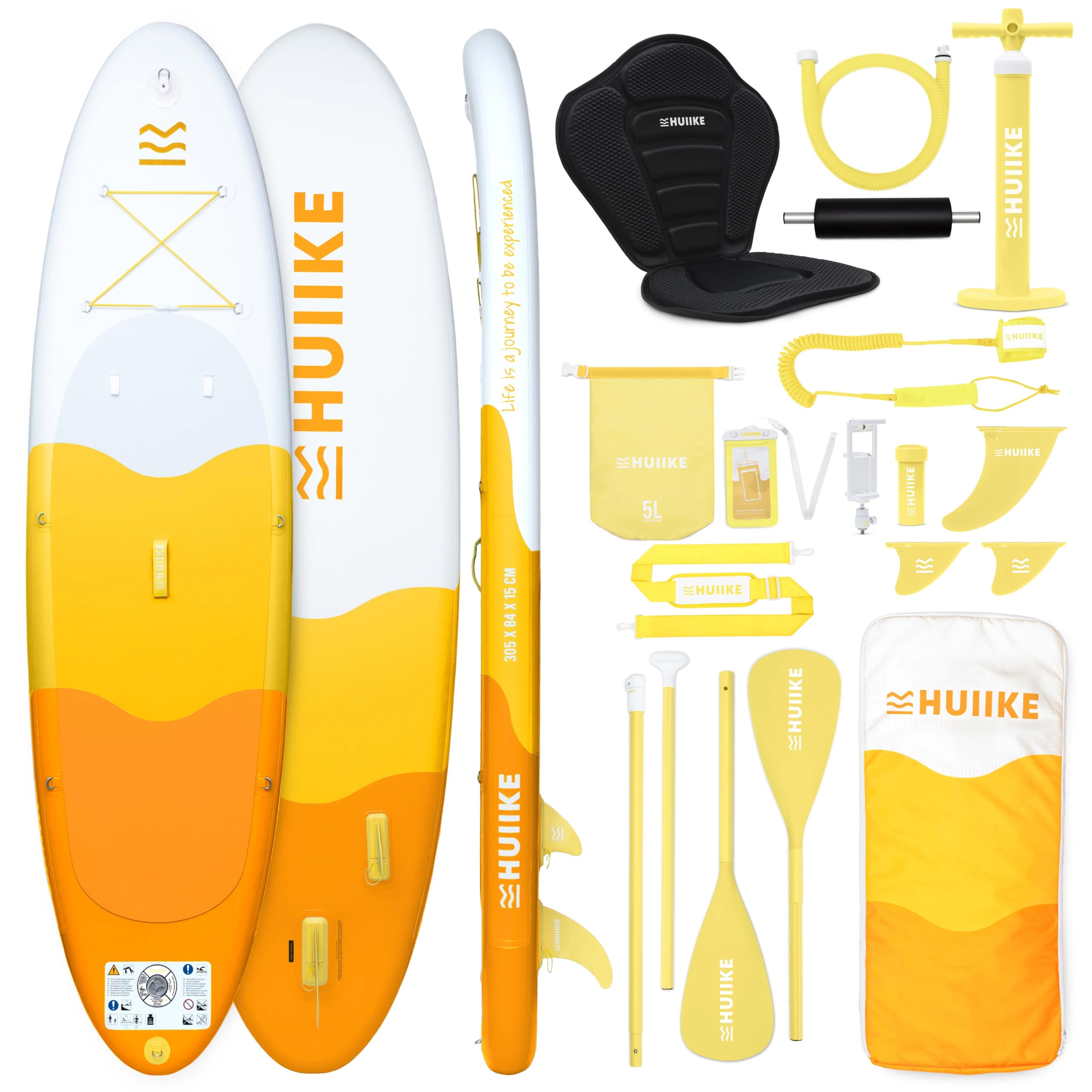HUIIKE Tavola Sup Gonfiabile Adulti con Accessori Inclusi, Pagaia, Pinne, Pompa. Stand Up Paddle Board con Grande Stabilità e Resistenza. 305 x 84 x 15 cm, Carico Massimo 130 kg