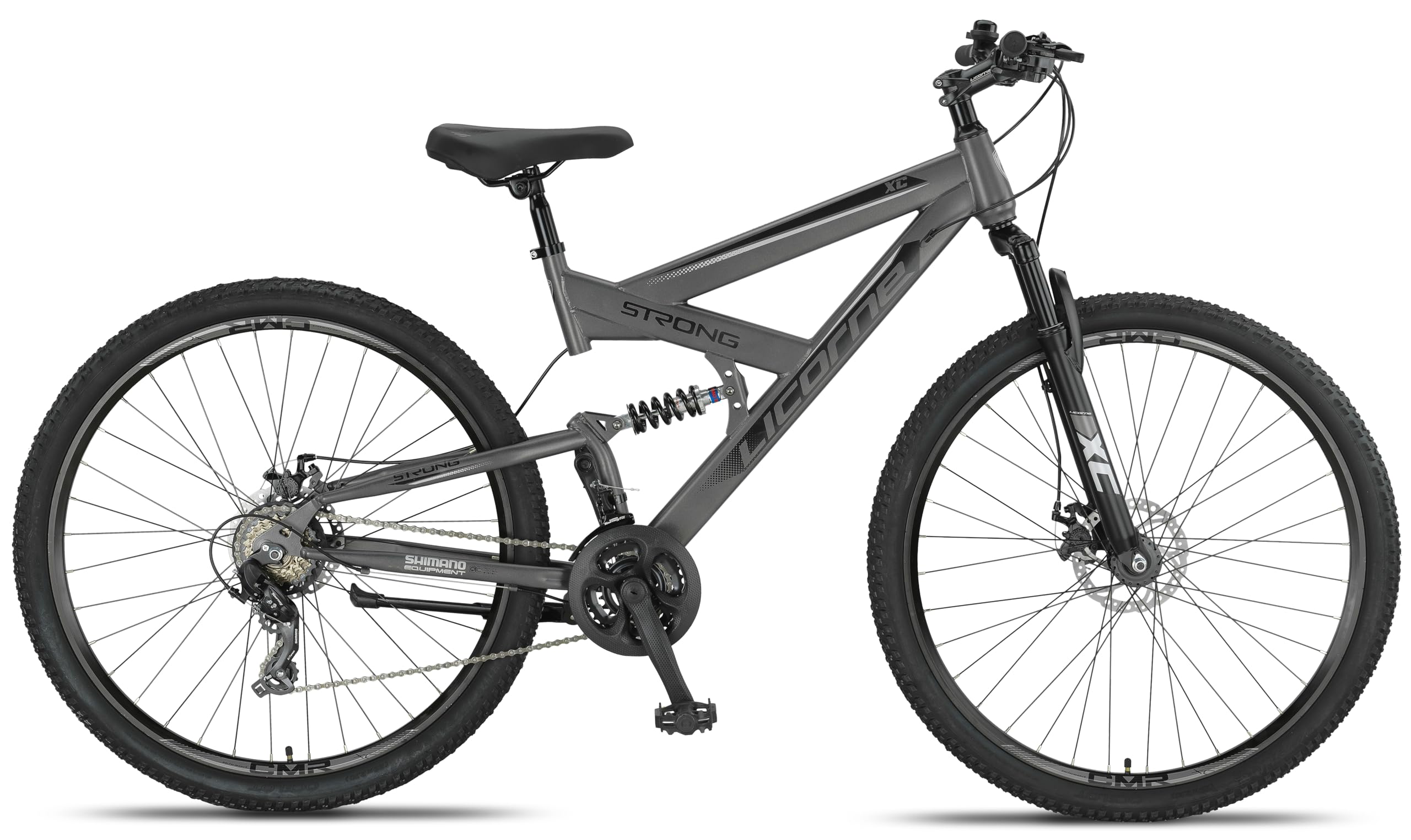 Licorne Bike - VTT Premium Strong 2D 26, 27,5 et 29 pouces, vélo avec freins à disque avant et arrière, 21 vitesses, tout suspendu