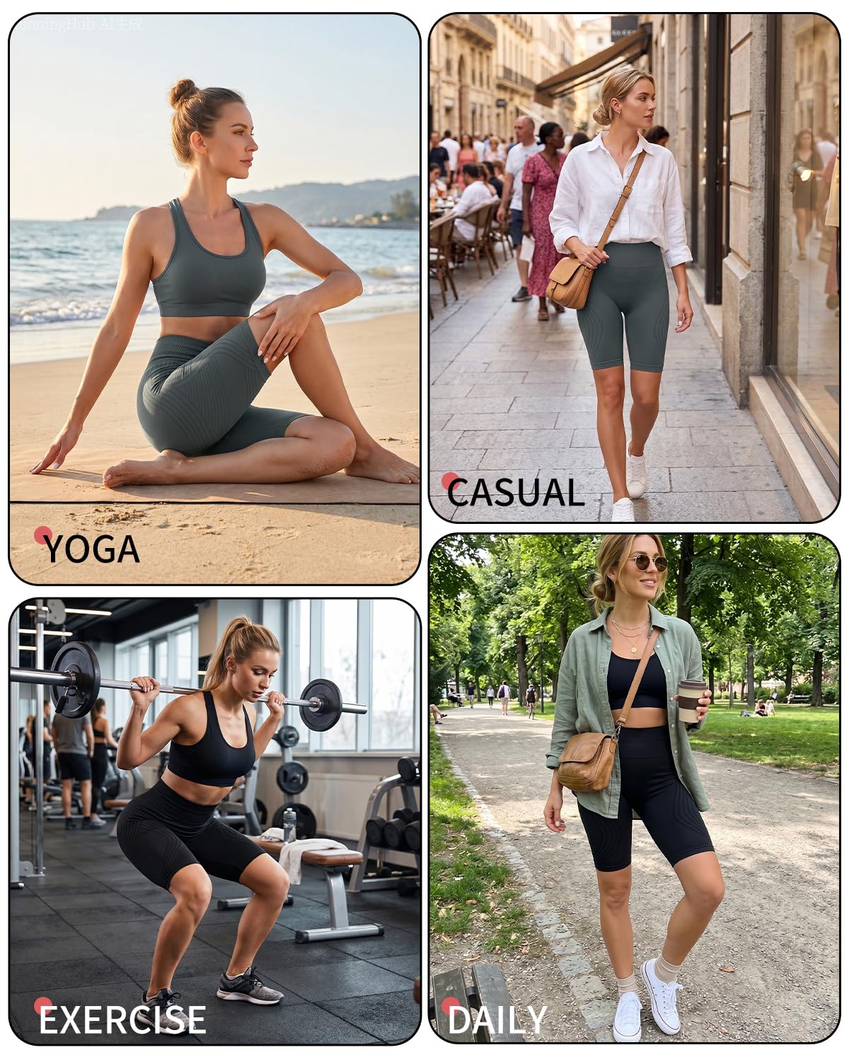 Leggins Anticellulite Donna, Leggings Sportivi Lunghi Compressione Push Up Glutei, Vita Alta Opachi Yoga Pilates Fitness