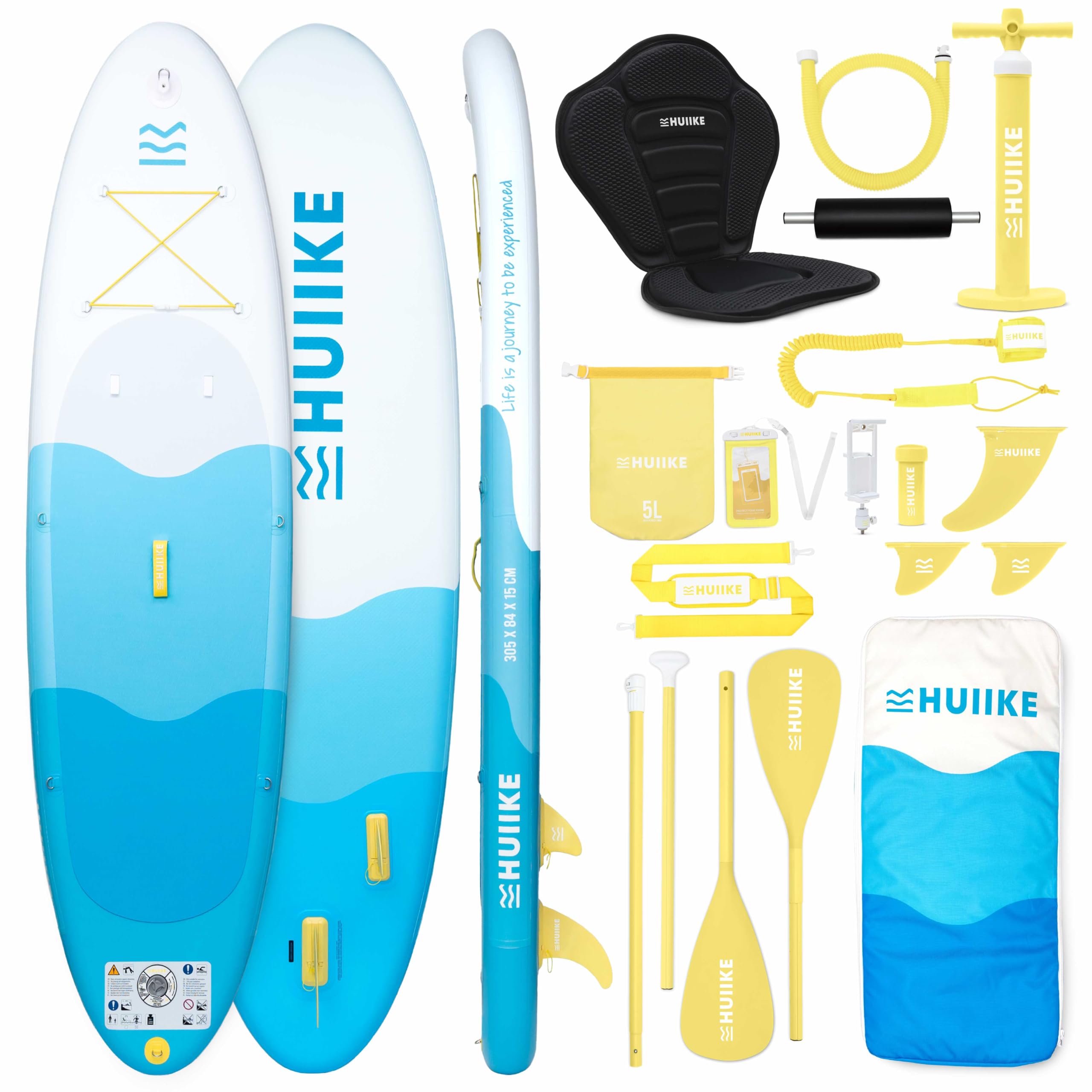 HUIIKE Tavola Sup Gonfiabile Adulti con Accessori Inclusi, Pagaia, Pinne, Pompa. Stand Up Paddle Board con Grande Stabilità e Resistenza. 305 x 84 x 15 cm, Carico Massimo 130 kg