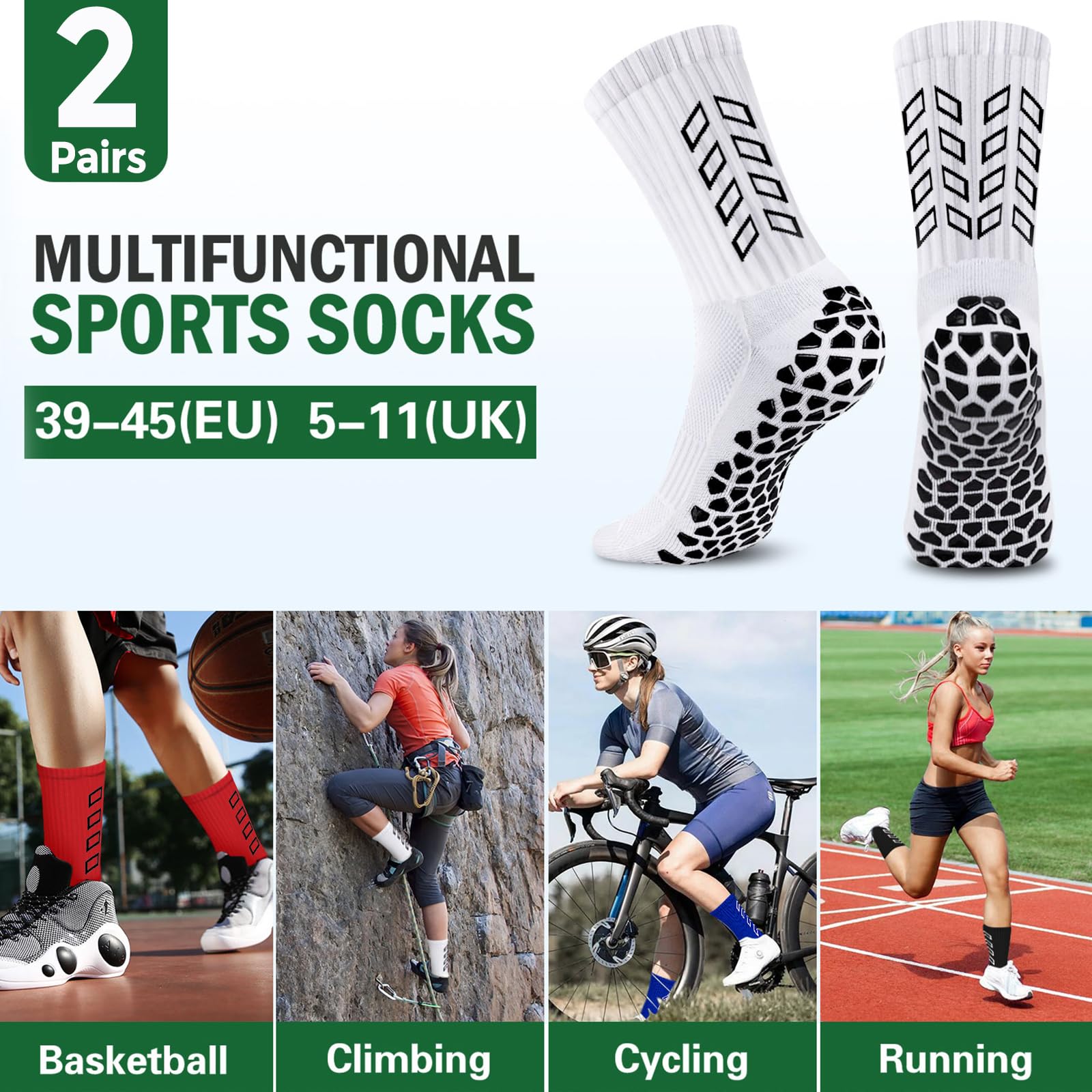 Calze Calcio Antiscivolo Uomo 37-45 Calze Antiscivolo Calcio Anti Vesciche Addensare Cotone Calzini Sportivi Donna Traspirante Calzini Grip Calcio per Ciclismo Trekking