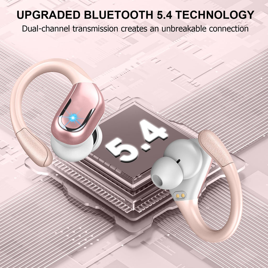 Cuffie Bluetooth 5.4 Sport, Auricolari Bluetooth 75 Ore HiFi Stereo,Cuffie Wireless Impermeabili IPX8,4 ENC Cancellazione Rumore Mic,Con Display a LED, Headphones Per Corsa e Sport Estremi, USB-C