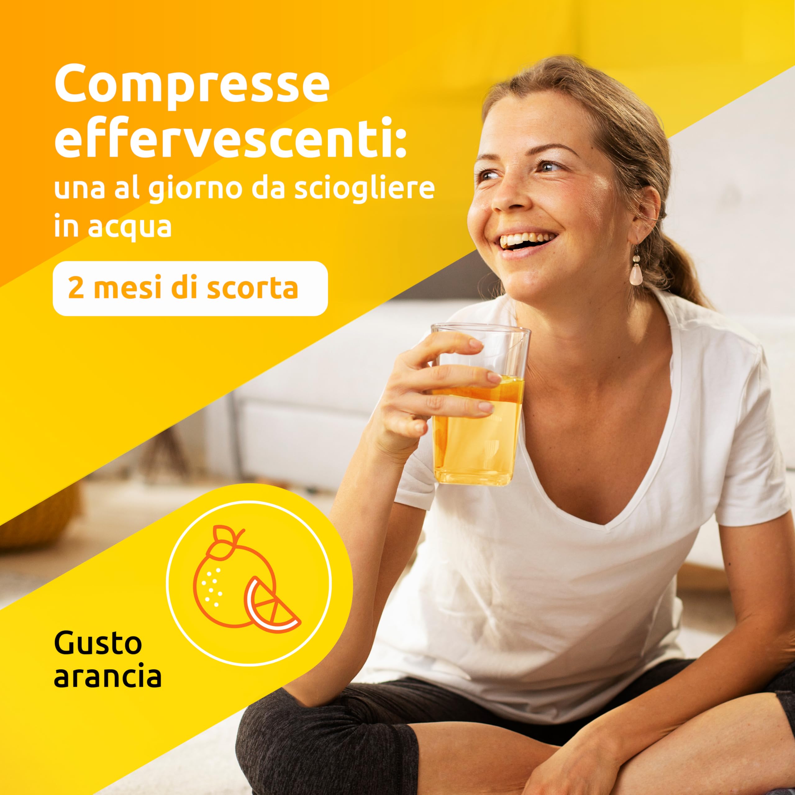 Supradyn Ricarica Multivitaminico Completo Vitamine e Minerali per Adulti, Integratore Vitamine A, B, C, D3, E, K, Magnesio, Calcio, Zinco, Selenio e Q10, Gusto Arancia 60 Compresse Effervescenti