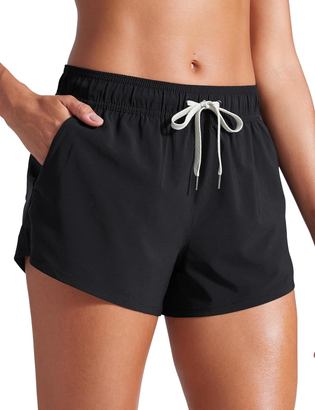 CRZ YOGA Donna 3” Vita Media Nuoto Pantaloncini Spacchetti Laterali Costume da Bagno Asciugatura Rapida con Fodera Tasche