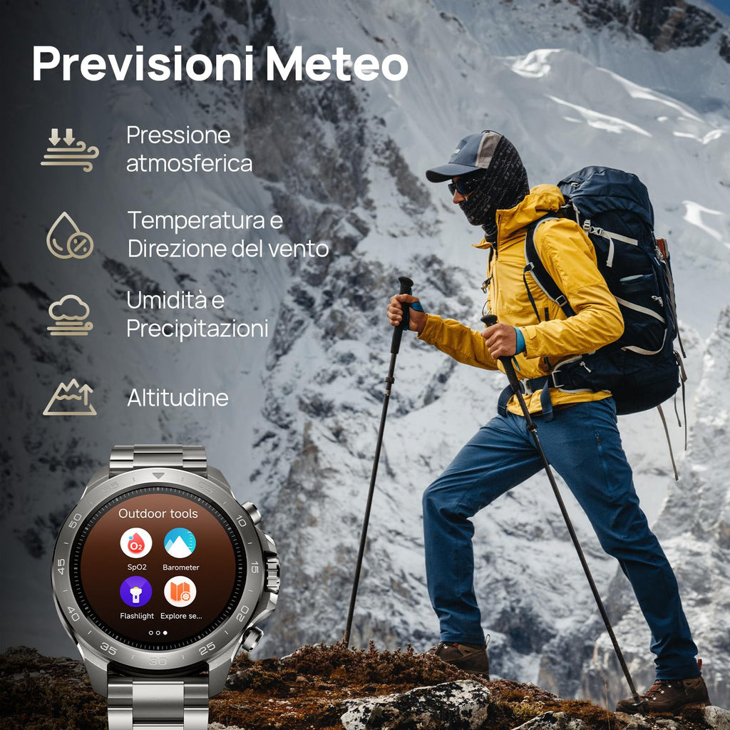 Mibro GS Explorer S Orologio Smartwatch uomo Militare GPS Outdoor con 1,32" AMOLED,Bi-Band GNSS,10 ATM,20 Giorni di Autonomia,Chiamate Bluetooth, Cardio e VO2max,2 Cinturini, per Android e iOS