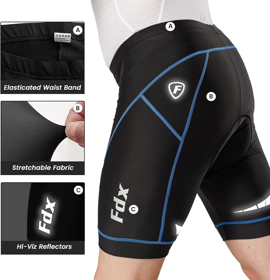 FDX Pantaloncini Ciclismo Uomo Imbottiti 3D, Intimo MTB Traspirante e Asciugatura Rapida, Antiscivolo, Shorts Bici da