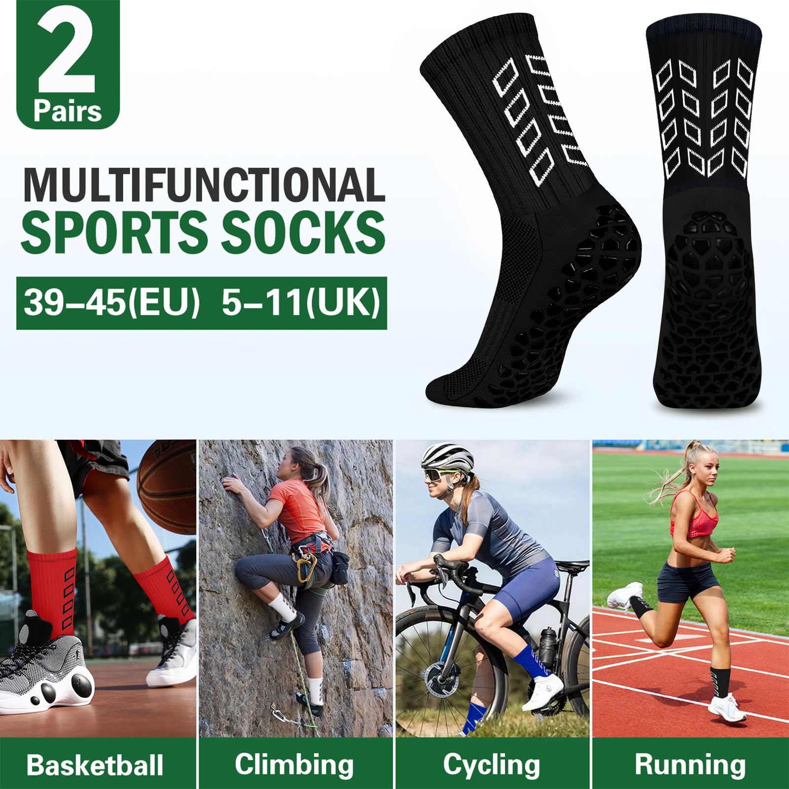 Calze Calcio Antiscivolo Uomo 37-45 Calze Antiscivolo Calcio Anti Vesciche Addensare Cotone Calzini Sportivi Donna Traspirante Calzini Grip Calcio per Ciclismo Trekking
