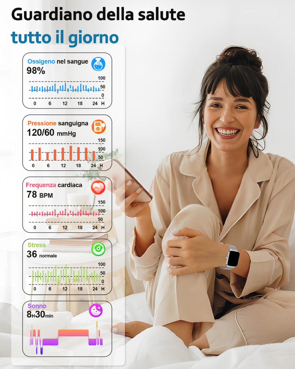 Popglory Smartwatch Uomo Donna Chiamate e Whatsapp, AI Orologio Contapassi 100+ Sports, Assistente, Salute 24/7, Pressione Sanguigna, Cardiofrequenzimetro, SpO2 Sonno, 2 Cinturini per Android iOS