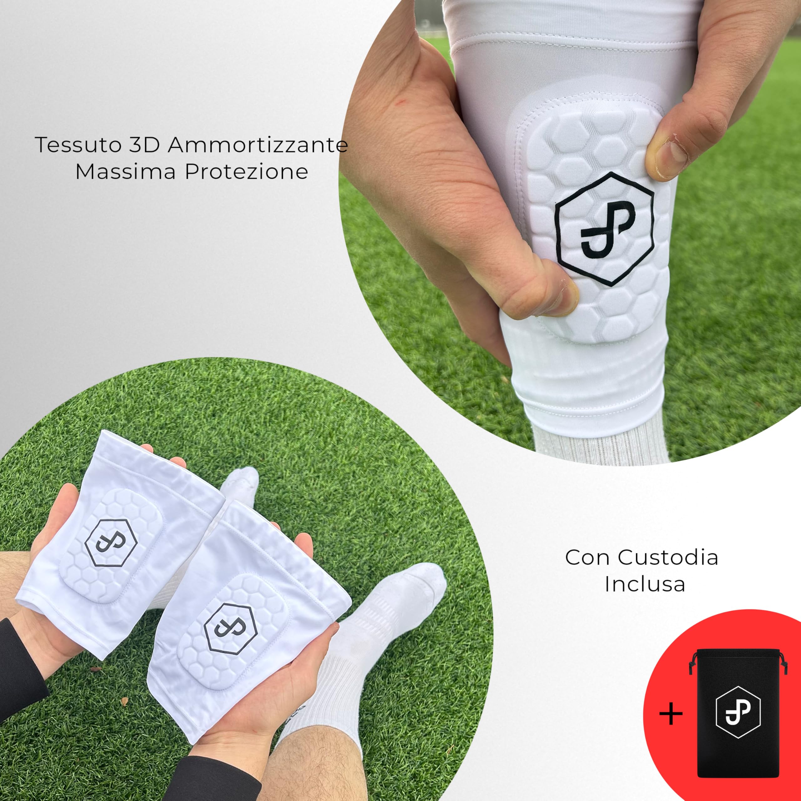 JDP Premium parastinchi 3 in 1, calze con parastinchi integrato da calcio uomo / donna / bambini, protezioni per tibia incluse con calzettoni da calcio, parastinchi da sportivi, accessori sportivi
