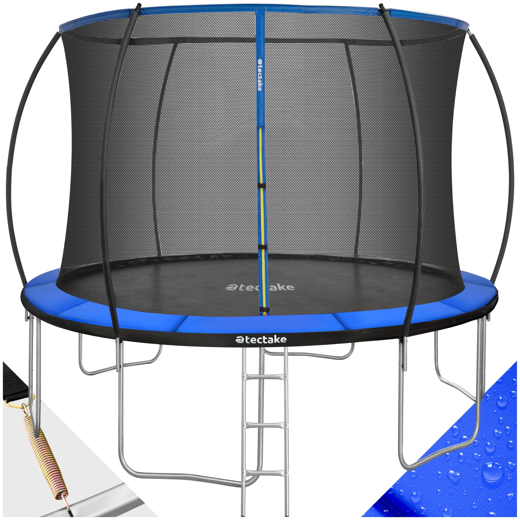 tectake® Trampolino Elastico da Giardino, per Fitness e Gioco, per Bambini e Adulti, con Rete di Sicurezza e Scaletta