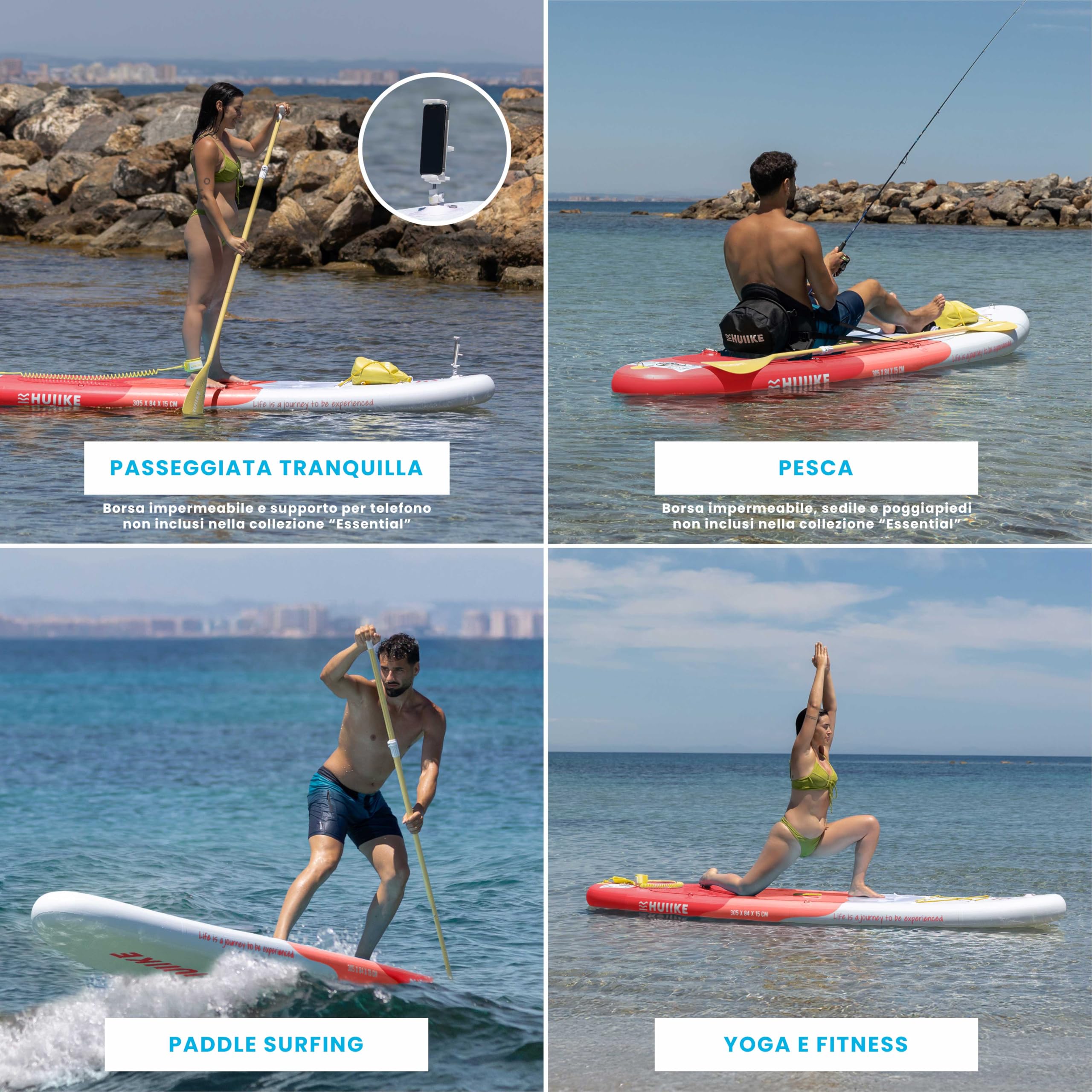 HUIIKE Tavola Sup Gonfiabile Adulti con Accessori Inclusi, Pagaia, Pinne, Pompa. Stand Up Paddle Board con Grande Stabilità e Resistenza. 305 x 84 x 15 cm, Carico Massimo 130 kg