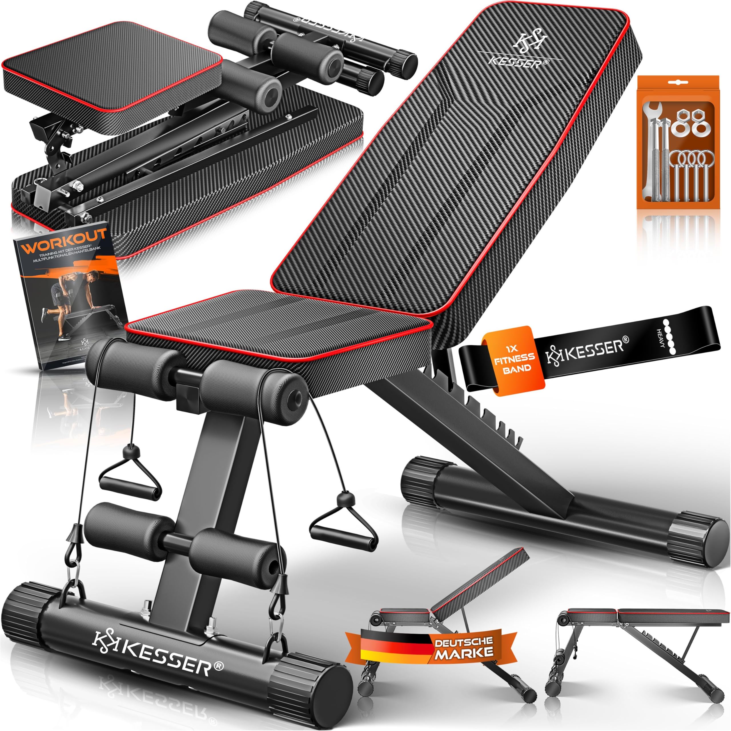 KESSER® Panca pieghevole multifunzione con schienale, portata 500 kg, per il fitness e l'allenamento