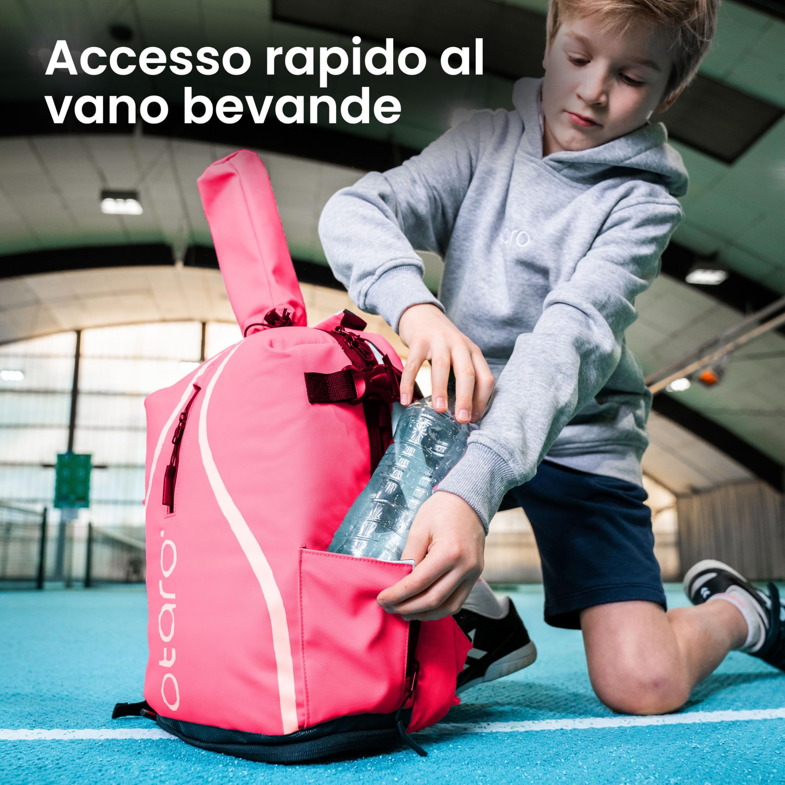 Otaro Zaino tennis bambini | 19 L | Zainetto bambino dai 5 agli 11 anni | Zaino con porta scarpe e porta racchetta tennis bambino | Leggero e riflettente | Zaino sportivo per ragazzi e ragazze