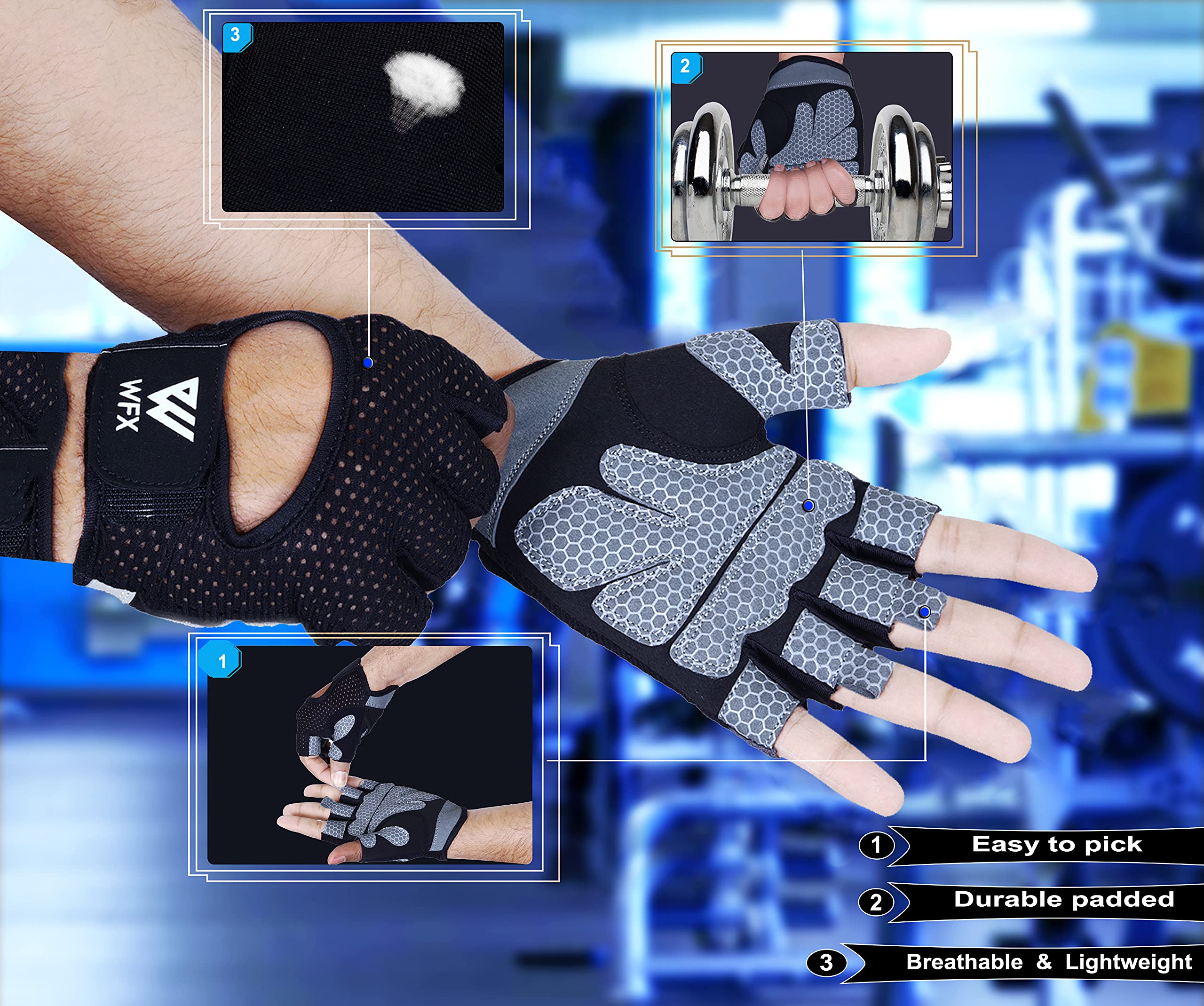 WESTWOOD FOX Guanti da fitness traspiranti e antiscivolo, per uomo e donna, per sollevamento pesi, bodybuilding, palestra, crossfit, allenamento con i pesi