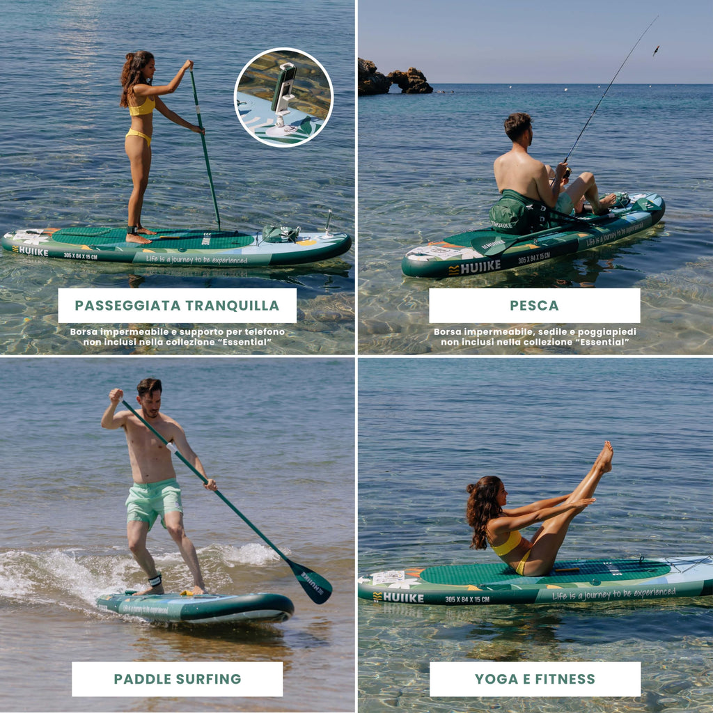 HUIIKE Tavola Sup Gonfiabile Adulti con Accessori Inclusi, Pagaia, Pinne, Pompa. Stand Up Paddle Board con Grande Stabilità e Resistenza. 305 x 84 x 15 cm, Carico Massimo 130 kg