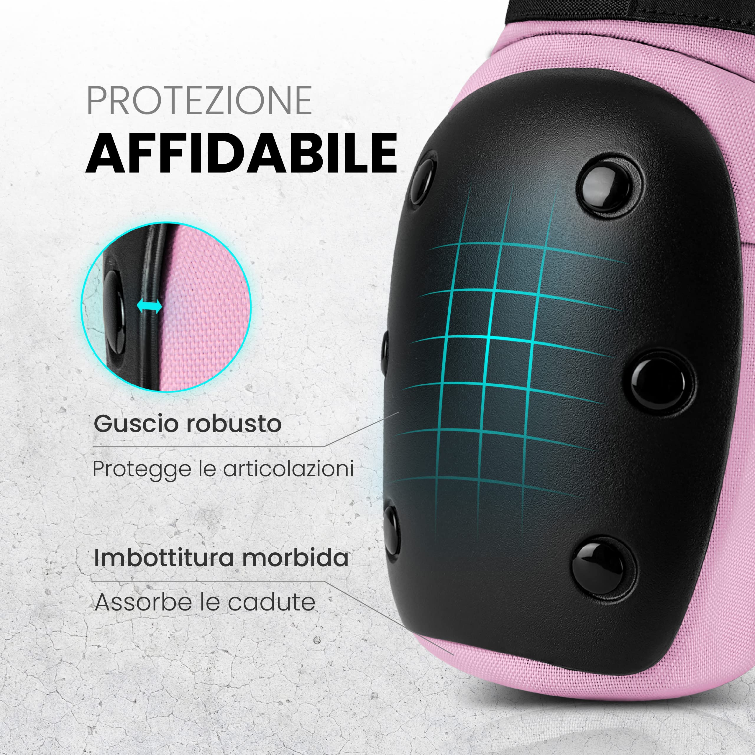 99FLIPS Protezioni Pattini Skateboard Adulto e Giovani - Set di Protezioni da Donna con Ginocchiere e Gomitiere - Protezione Skate