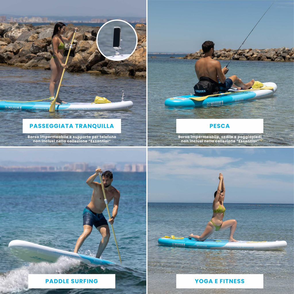 HUIIKE Tavola Sup Gonfiabile Adulti con Accessori Inclusi, Pagaia, Pinne, Pompa. Stand Up Paddle Board con Grande Stabilità e Resistenza. 305 x 84 x 15 cm, Carico Massimo 130 kg
