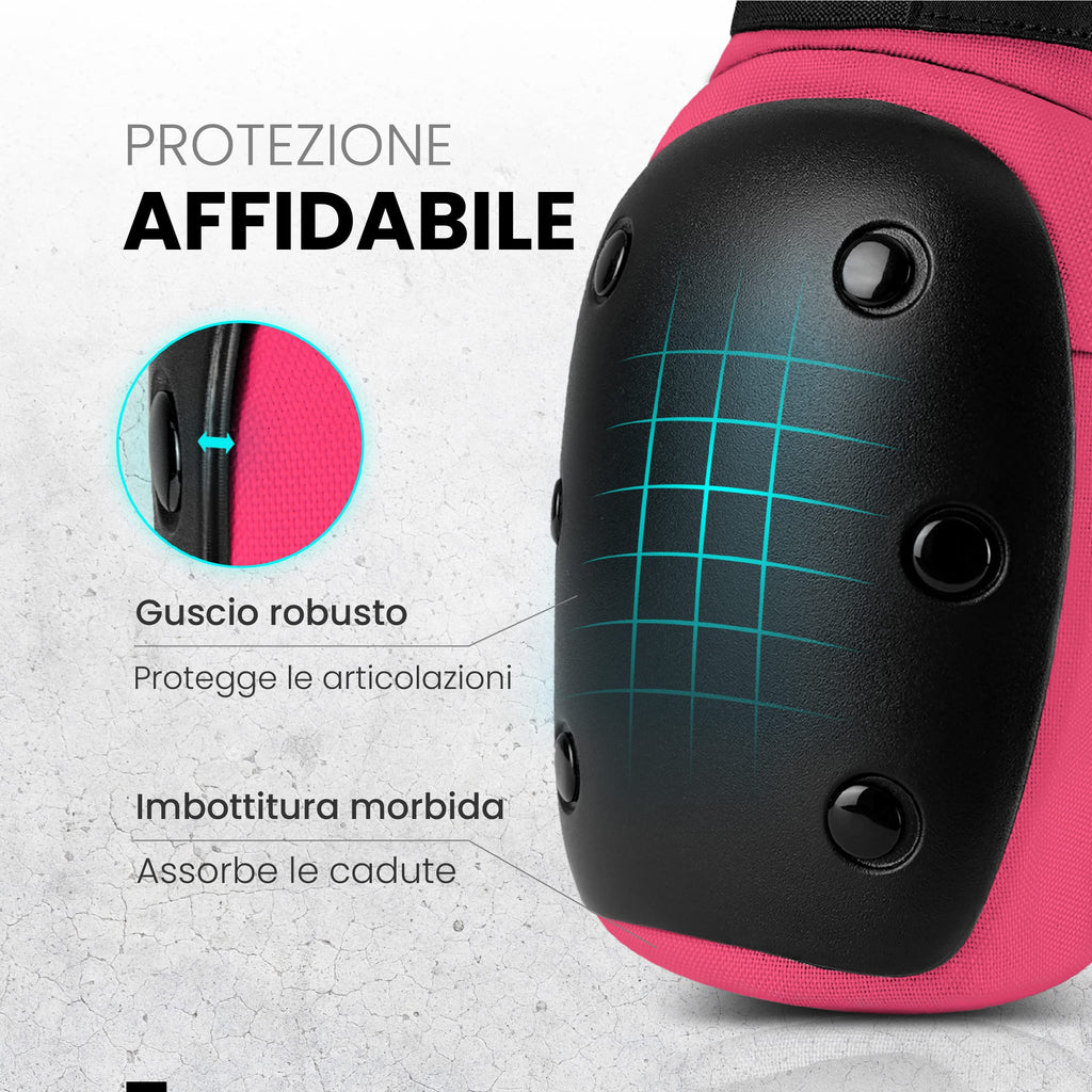 99FLIPS Protezioni Pattini Skateboard Adulto e Giovani - Set di Protezioni da Donna con Ginocchiere e Gomitiere - Protezione Skate