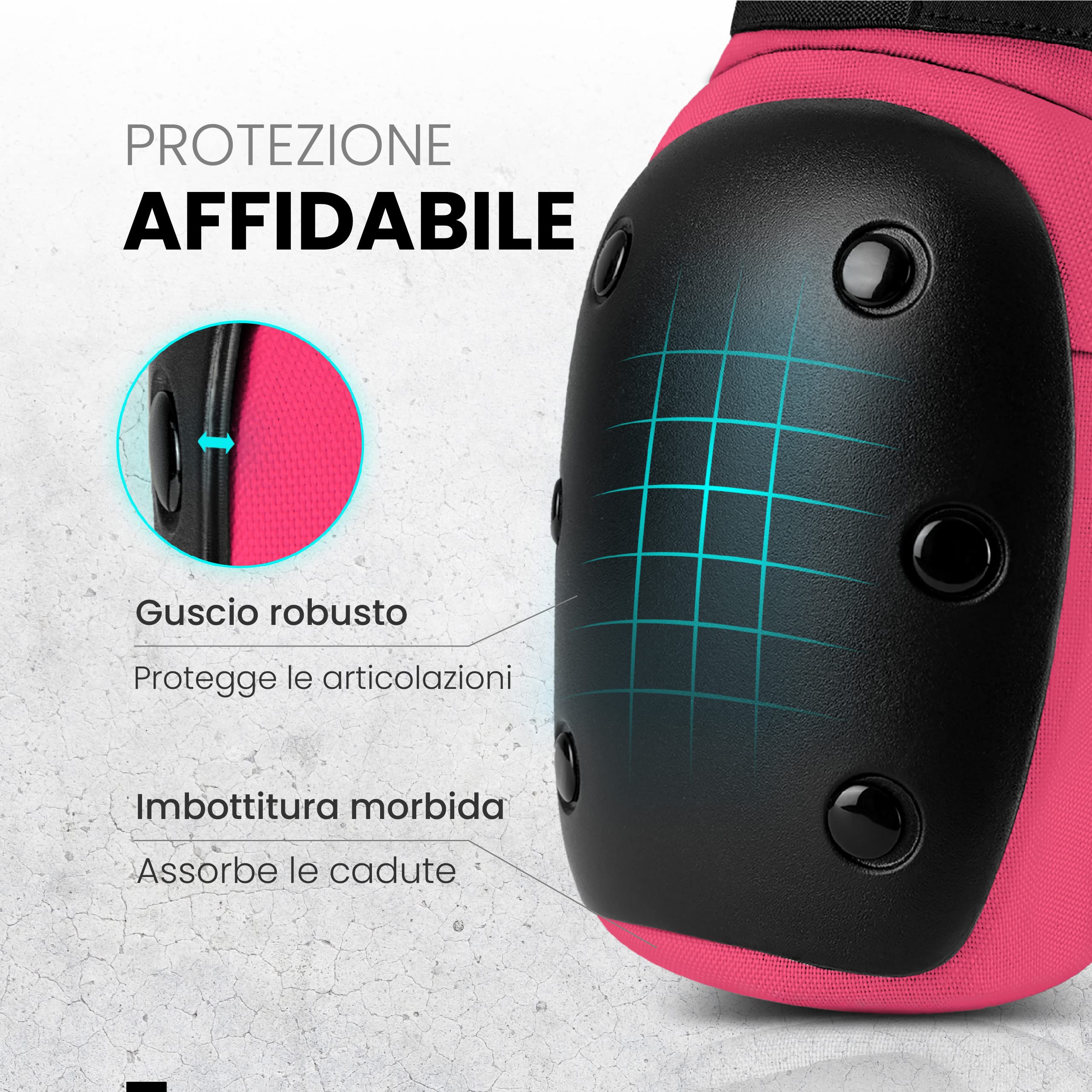 99FLIPS Protezioni Pattini Skateboard Adulto e Giovani - Set di Protezioni da Donna con Ginocchiere e Gomitiere - Protezione Skate