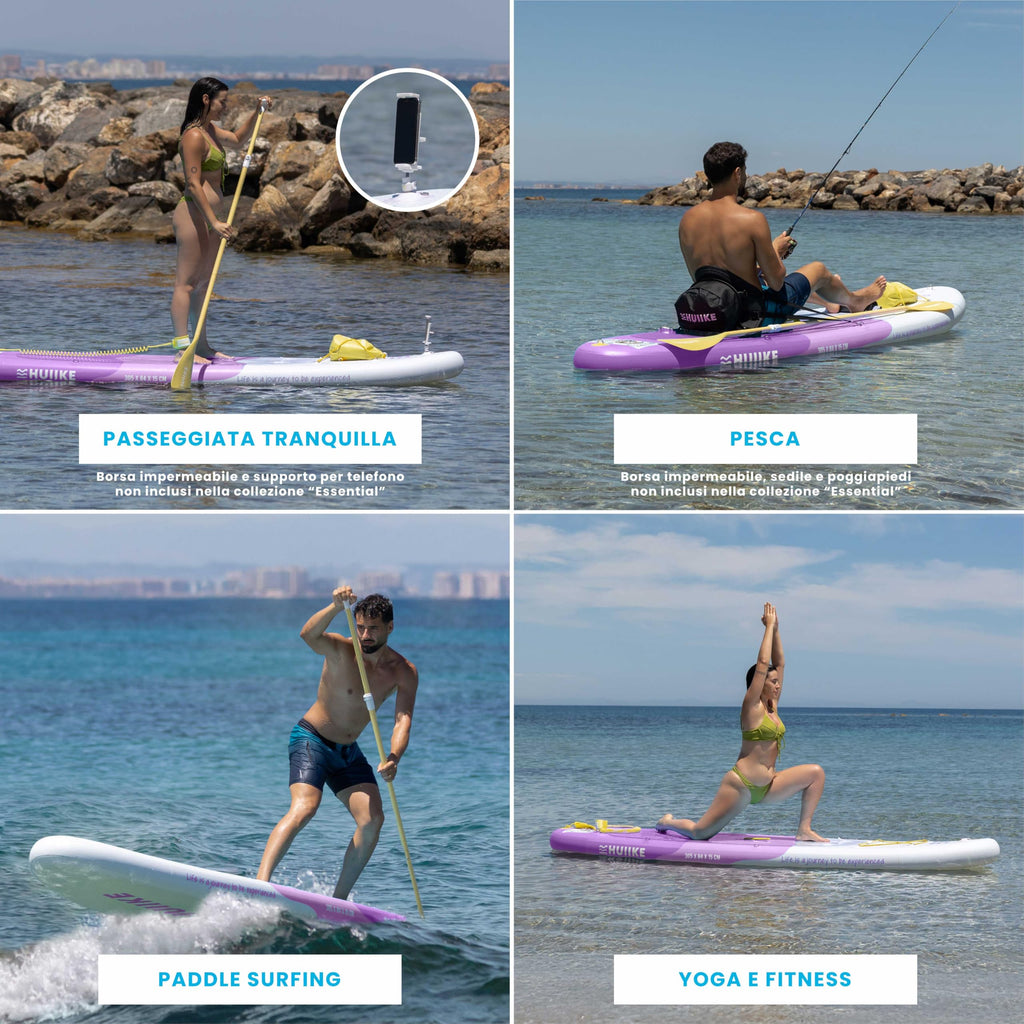 HUIIKE Tavola Sup Gonfiabile Adulti con Accessori Inclusi, Pagaia, Pinne, Pompa. Stand Up Paddle Board con Grande Stabilità e Resistenza. 305 x 84 x 15 cm, Carico Massimo 130 kg