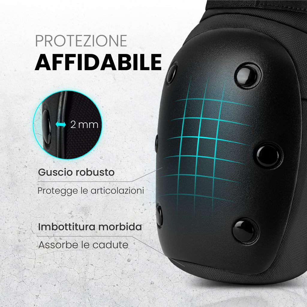 99FLIPS Protezioni Pattini Skateboard Adulto e Giovani - Set di Protezioni da Donna con Ginocchiere e Gomitiere - Protezione Skate