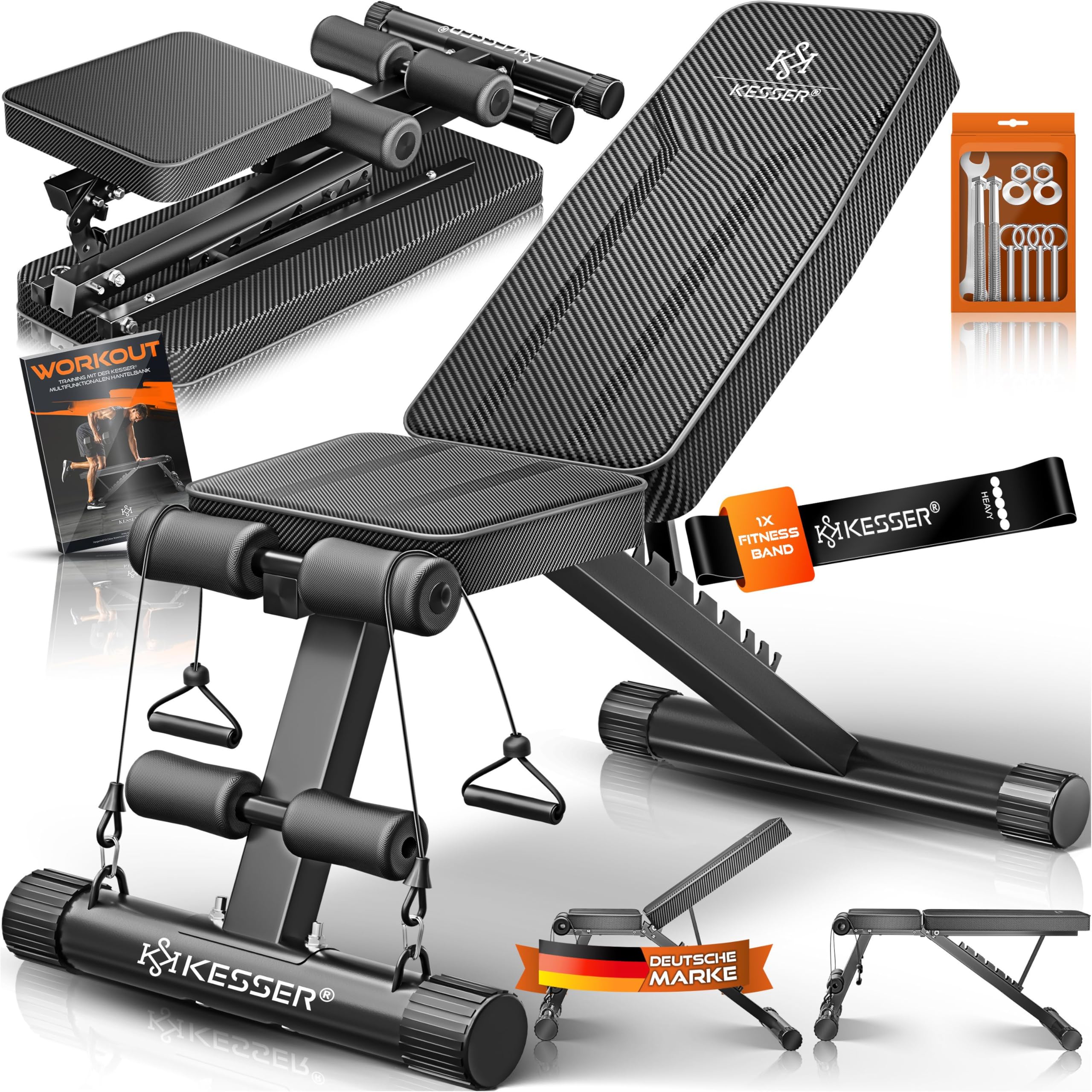 KESSER® Panca pieghevole multifunzione con schienale, portata 500 kg, per il fitness e l'allenamento