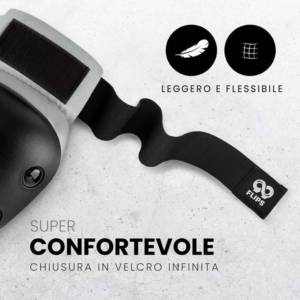 99FLIPS Protezioni Pattini Skateboard Adulto e Giovani - Set di Protezioni da Donna con Ginocchiere e Gomitiere - Protezione Skate