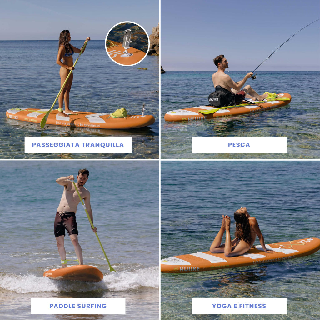 HUIIKE Tavola Sup Gonfiabile Adulti con Accessori Inclusi, Pagaia, Pinne, Pompa. Stand Up Paddle Board con Grande Stabilità e Resistenza. 305 x 84 x 15 cm, Carico Massimo 130 kg