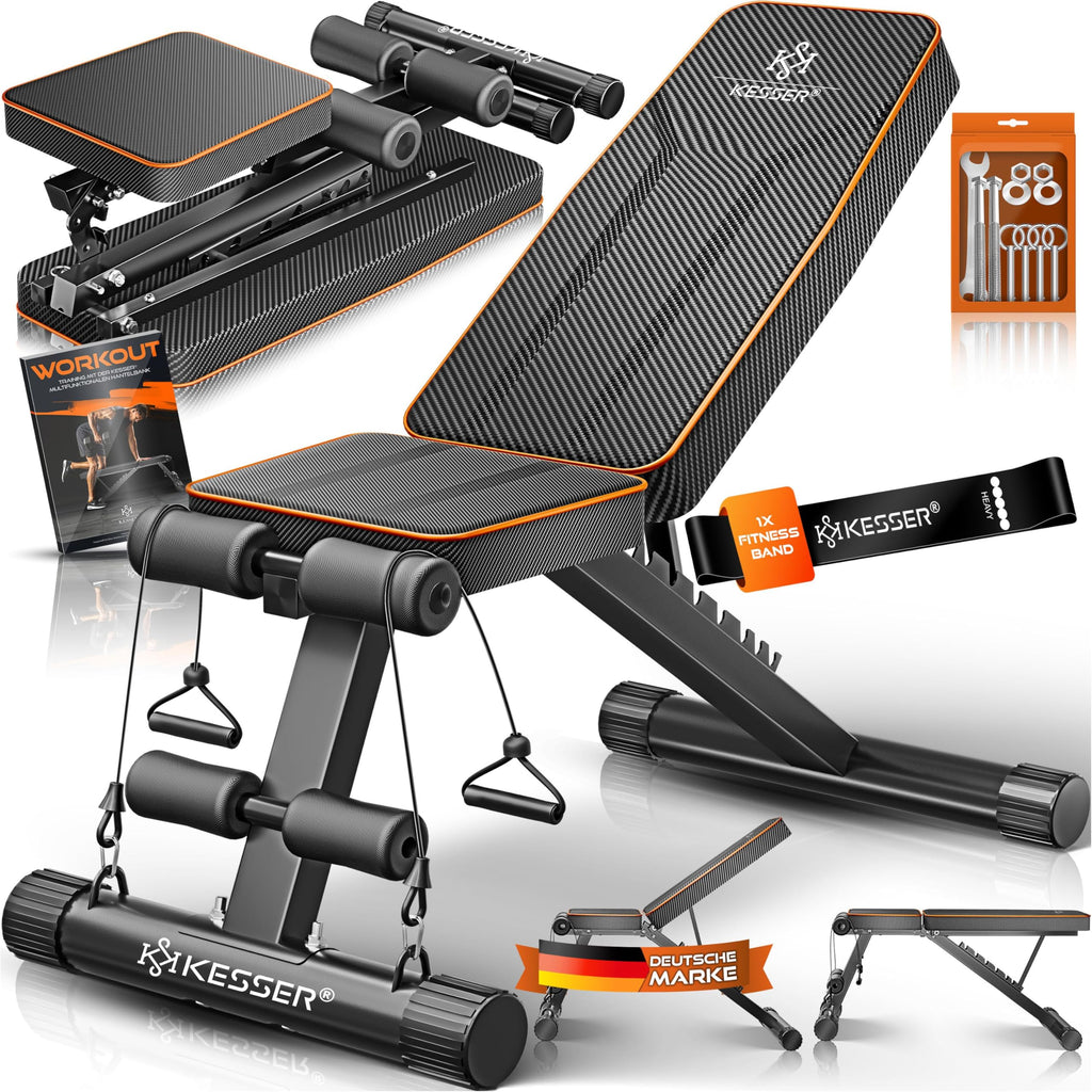 KESSER® Banc de musculation pliable multifonction avec dossier, supporte jusqu'à 500 kg, pour le fitness et l'entraînement