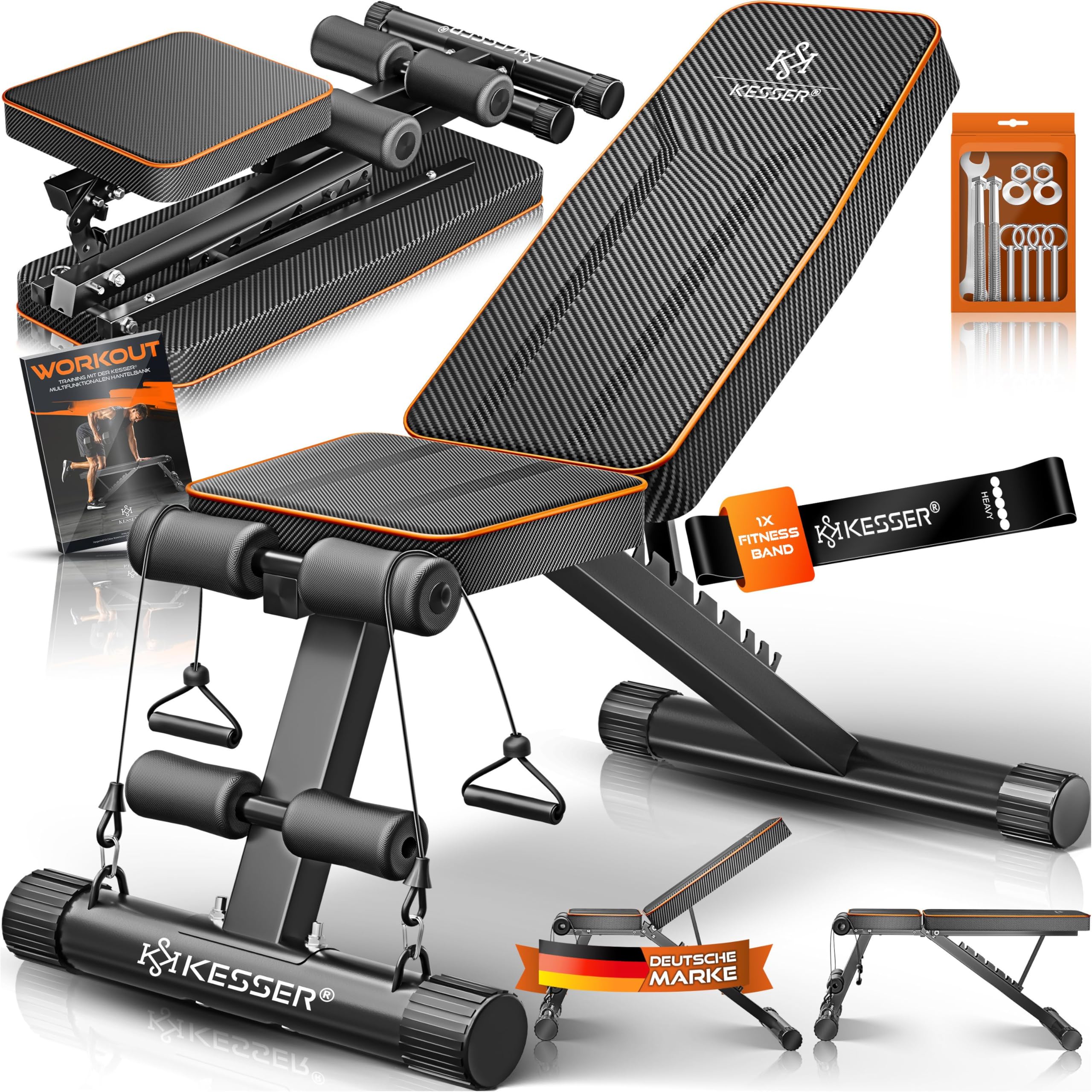 KESSER® Panca pieghevole multifunzione con schienale, portata 500 kg, per il fitness e l'allenamento