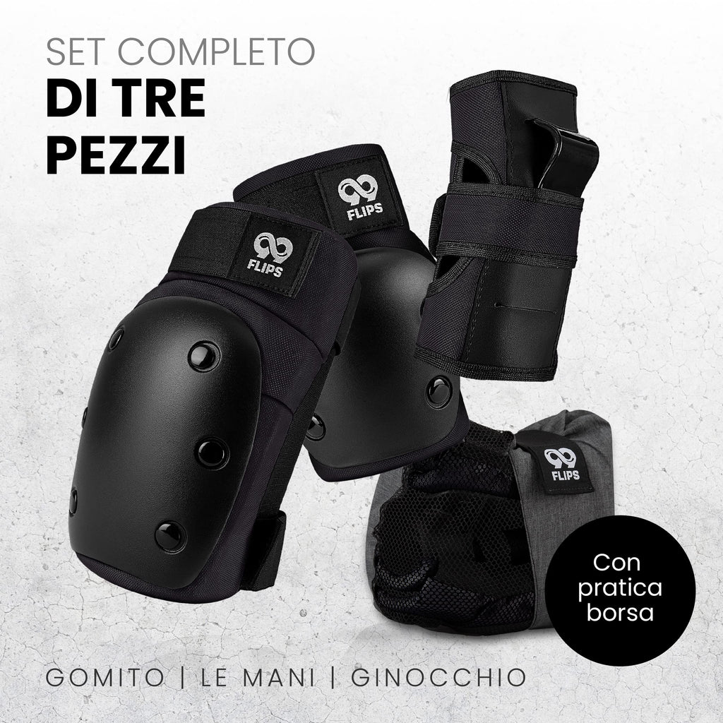 99FLIPS Protezioni Pattini Skateboard Adulto e Giovani - Set di Protezioni da Donna con Ginocchiere e Gomitiere - Protezione Skate