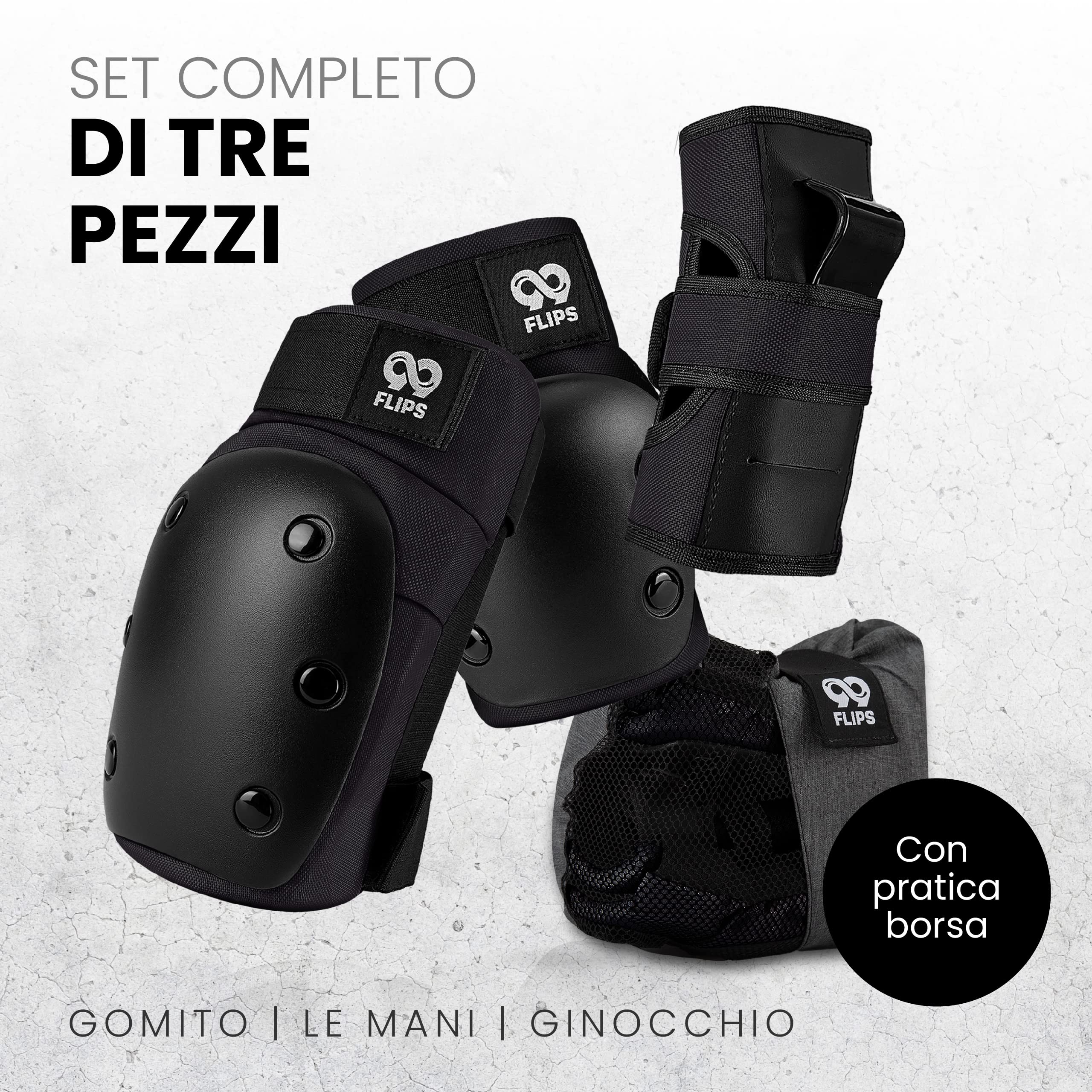99FLIPS Protezioni Pattini Skateboard Adulto e Giovani - Set di Protezioni da Donna con Ginocchiere e Gomitiere - Protezione Skate
