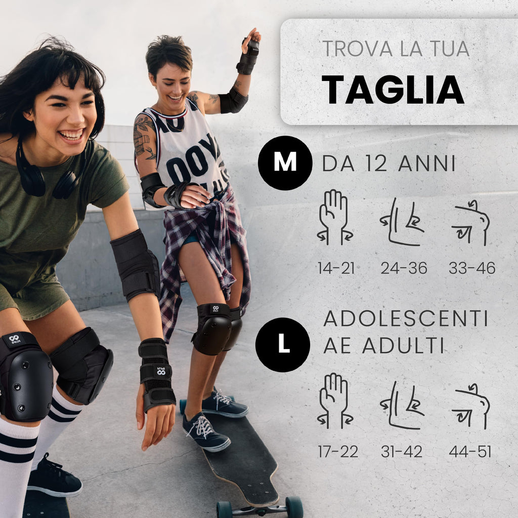 99FLIPS Protezioni Pattini Skateboard Adulto e Giovani - Set di Protezioni da Donna con Ginocchiere e Gomitiere - Protezione Skate