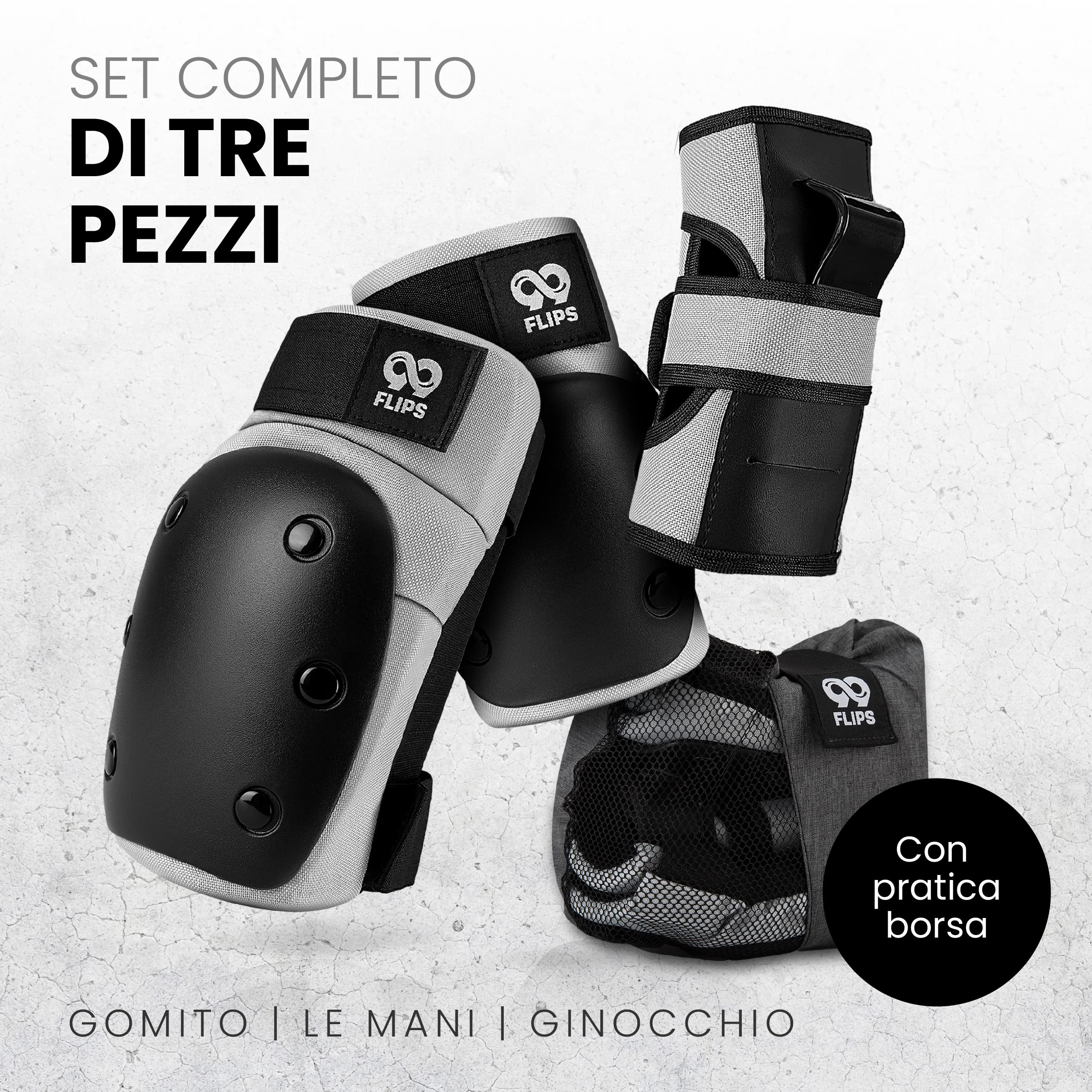 99FLIPS Protezioni Pattini Skateboard Adulto e Giovani - Set di Protezioni da Donna con Ginocchiere e Gomitiere - Protezione Skate
