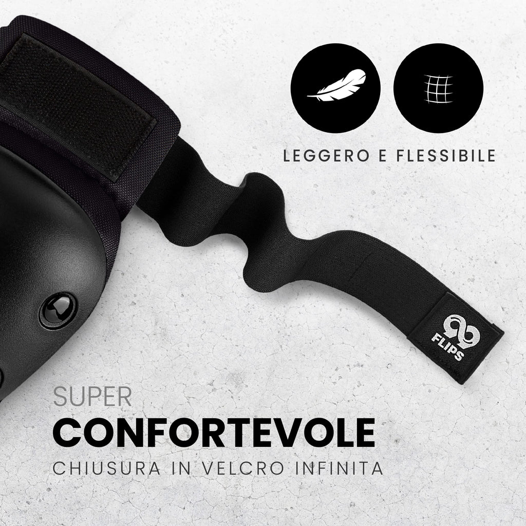 99FLIPS Protezioni Pattini Skateboard Adulto e Giovani - Set di Protezioni da Donna con Ginocchiere e Gomitiere - Protezione Skate