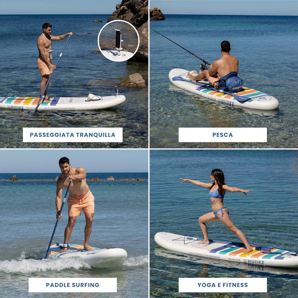 HUIIKE Tavola Sup Gonfiabile Adulti con Accessori Inclusi, Pagaia, Pinne, Pompa. Stand Up Paddle Board con Grande Stabilità e Resistenza. 305 x 84 x 15 cm, Carico Massimo 130 kg