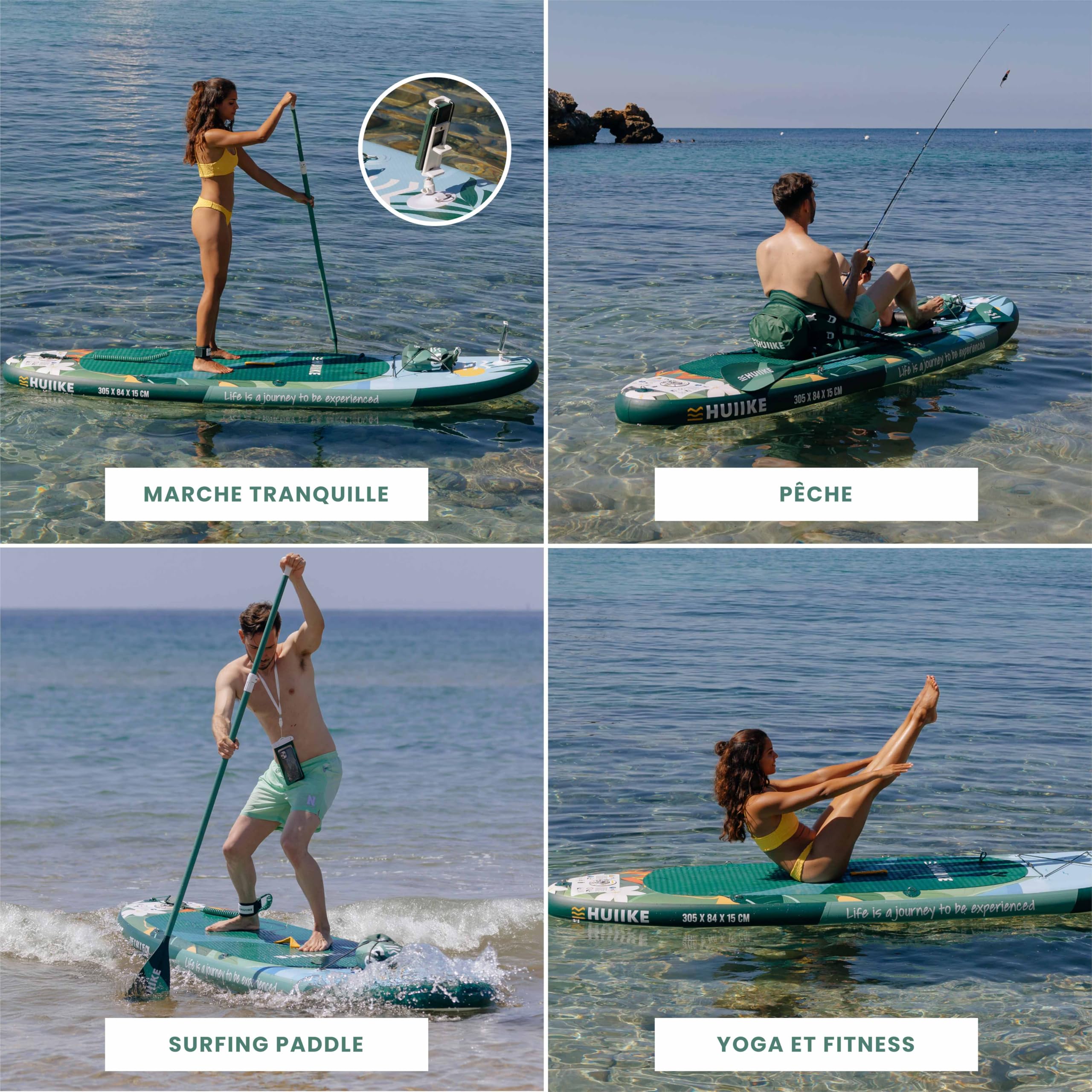 HUIIKE Tavola Sup Gonfiabile Adulti con Accessori Inclusi, Pagaia, Pinne, Pompa. Stand Up Paddle Board con Grande Stabilità e Resistenza. 305 x 84 x 15 cm, Carico Massimo 130 kg