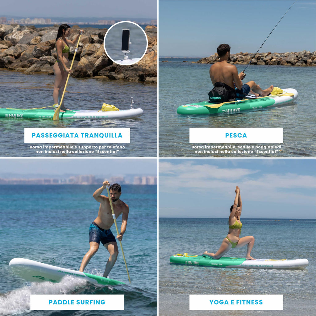 HUIIKE Tavola Sup Gonfiabile Adulti con Accessori Inclusi, Pagaia, Pinne, Pompa. Stand Up Paddle Board con Grande Stabilità e Resistenza. 305 x 84 x 15 cm, Carico Massimo 130 kg