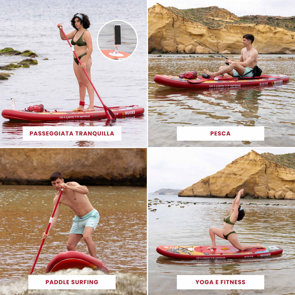HUIIKE Tavola Sup Gonfiabile Adulti con Accessori Inclusi, Pagaia, Pinne, Pompa. Stand Up Paddle Board con Grande Stabilità e Resistenza. 305 x 84 x 15 cm, Carico Massimo 130 kg
