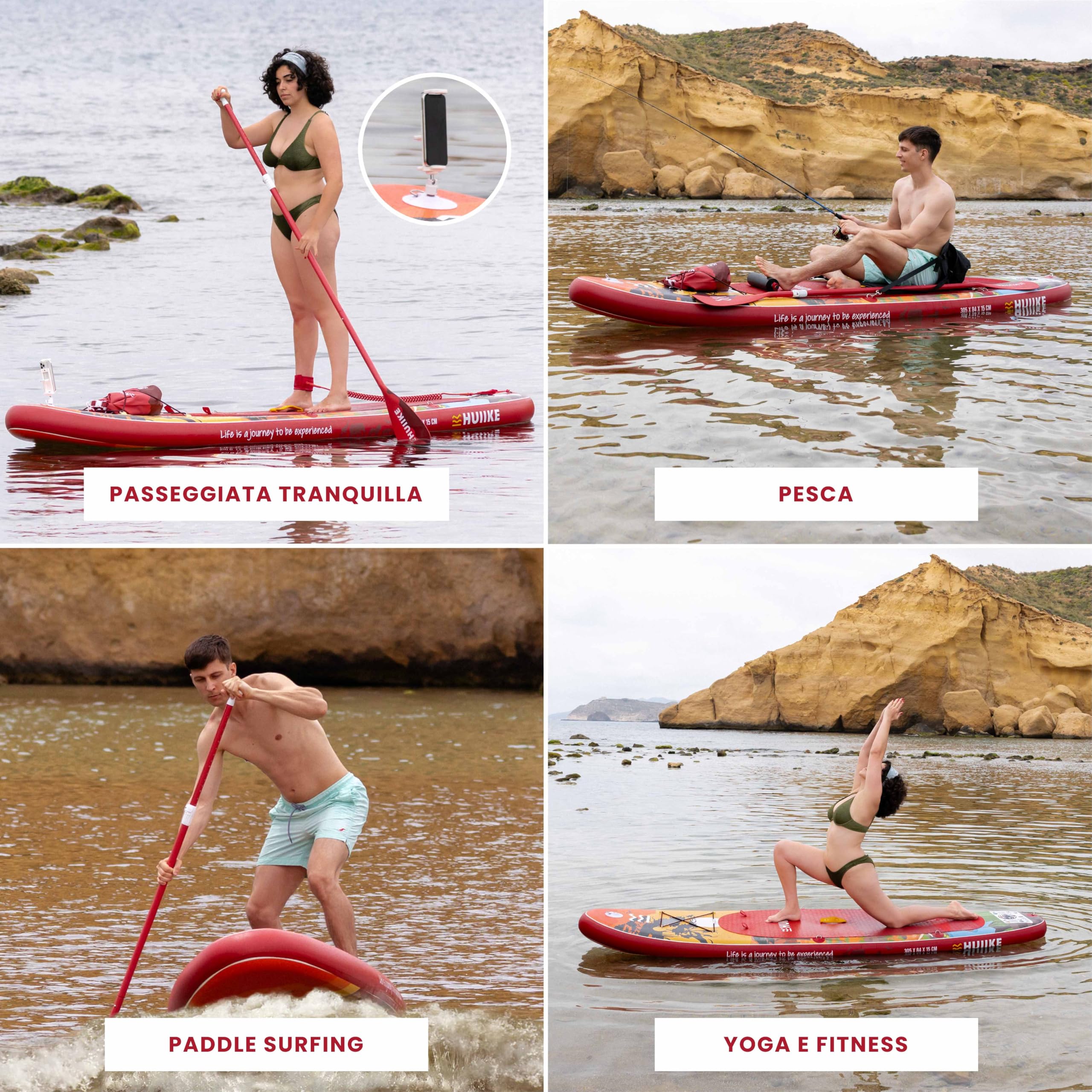 HUIIKE Tavola Sup Gonfiabile Adulti con Accessori Inclusi, Pagaia, Pinne, Pompa. Stand Up Paddle Board con Grande Stabilità e Resistenza. 305 x 84 x 15 cm, Carico Massimo 130 kg