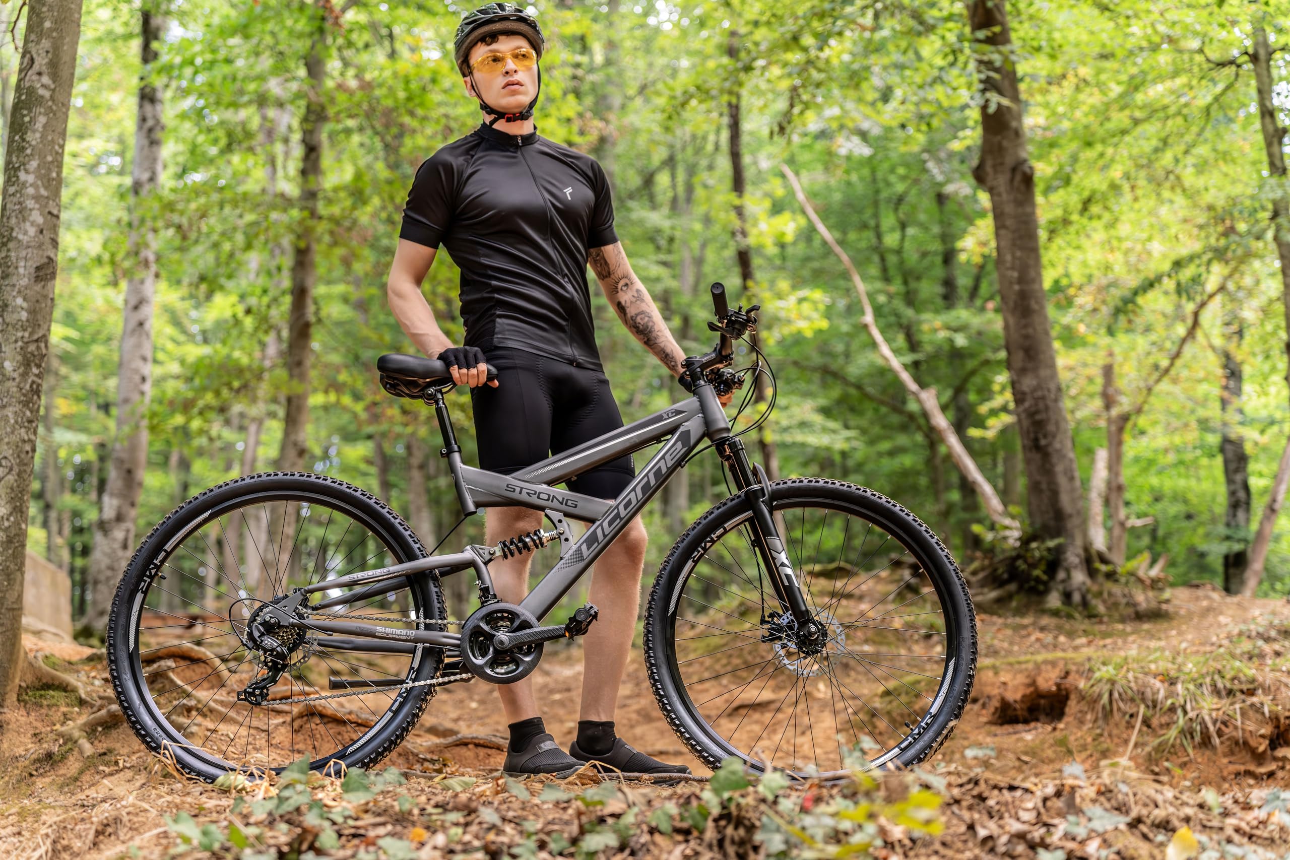 Licorne Bike - VTT Premium Strong 2D 26, 27,5 et 29 pouces, vélo avec freins à disque avant et arrière, 21 vitesses, tout suspendu