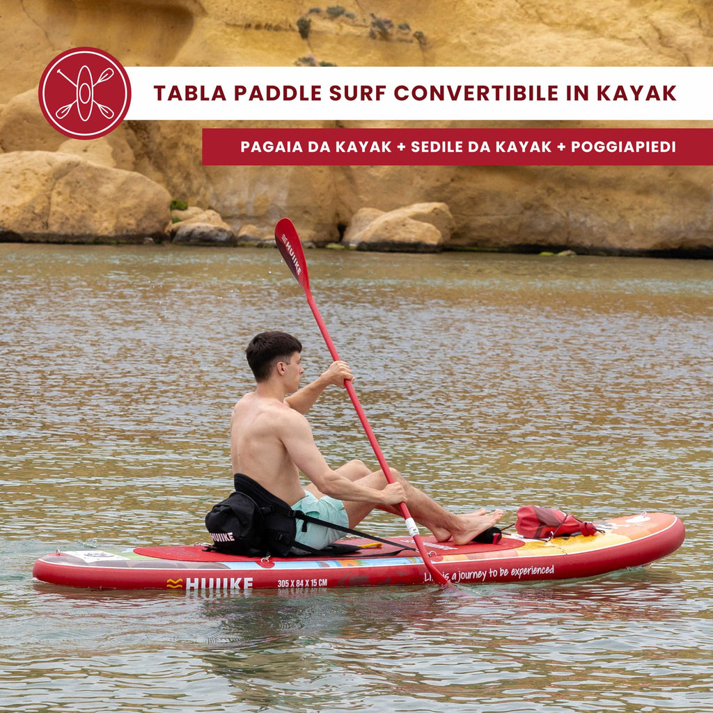 HUIIKE Tavola Sup Gonfiabile Adulti con Accessori Inclusi, Pagaia, Pinne, Pompa. Stand Up Paddle Board con Grande Stabilità e Resistenza. 305 x 84 x 15 cm, Carico Massimo 130 kg