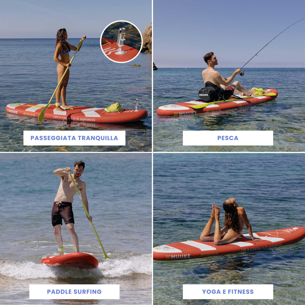 HUIIKE Tavola Sup Gonfiabile Adulti con Accessori Inclusi, Pagaia, Pinne, Pompa. Stand Up Paddle Board con Grande Stabilità e Resistenza. 305 x 84 x 15 cm, Carico Massimo 130 kg