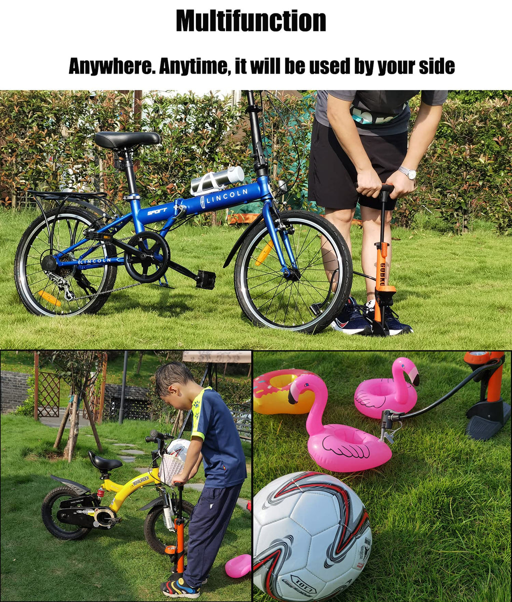 Pompa da pavimento per bici, pompa da bicicletta da pavimento con pompe per biciclette Presta & Schrader Valvole Pompa ad alta pressione portatile multiuso da 160 psi per bici e palloni