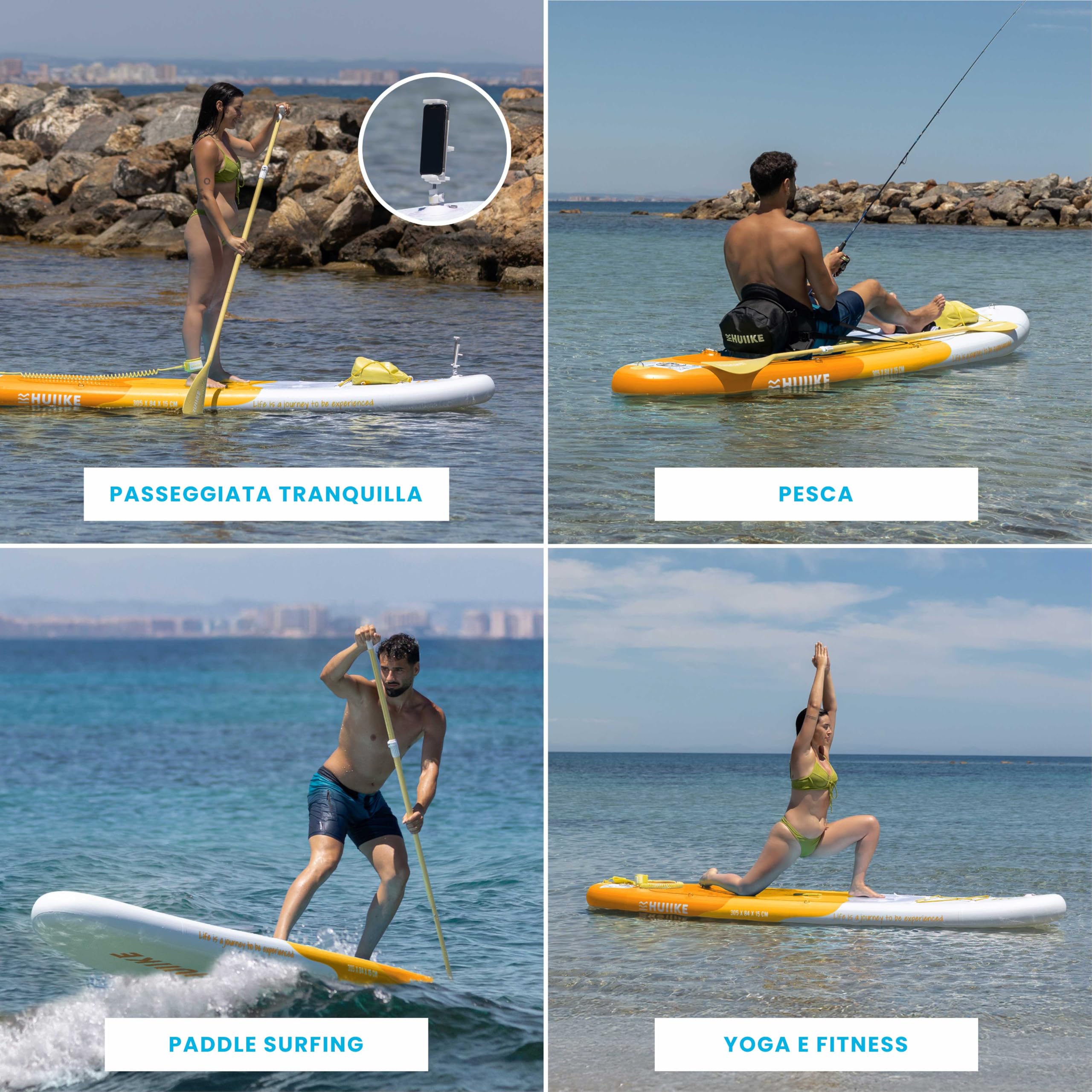 HUIIKE Tavola Sup Gonfiabile Adulti con Accessori Inclusi, Pagaia, Pinne, Pompa. Stand Up Paddle Board con Grande Stabilità e Resistenza. 305 x 84 x 15 cm, Carico Massimo 130 kg